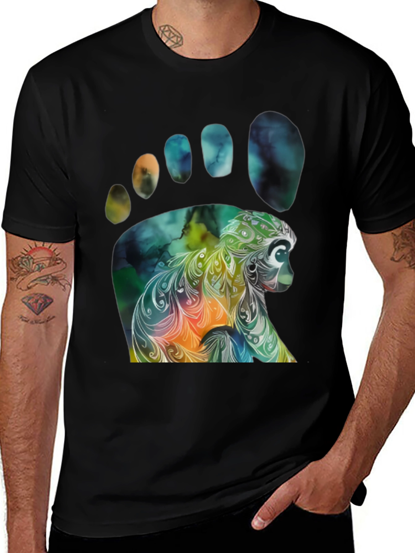 Variant 16 of Monkey Footprint Graphic T-Shirt - Unique Animal Tee