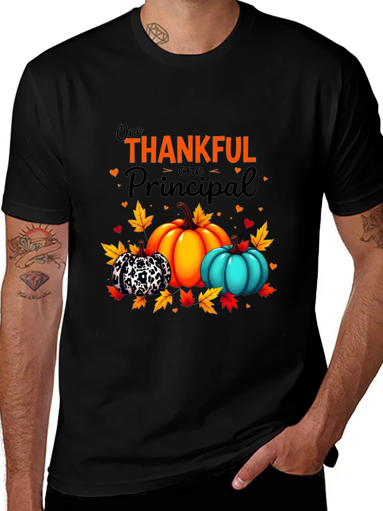 Variant 22 of Thankful Principal T-Shirt: Fall Pumpkins