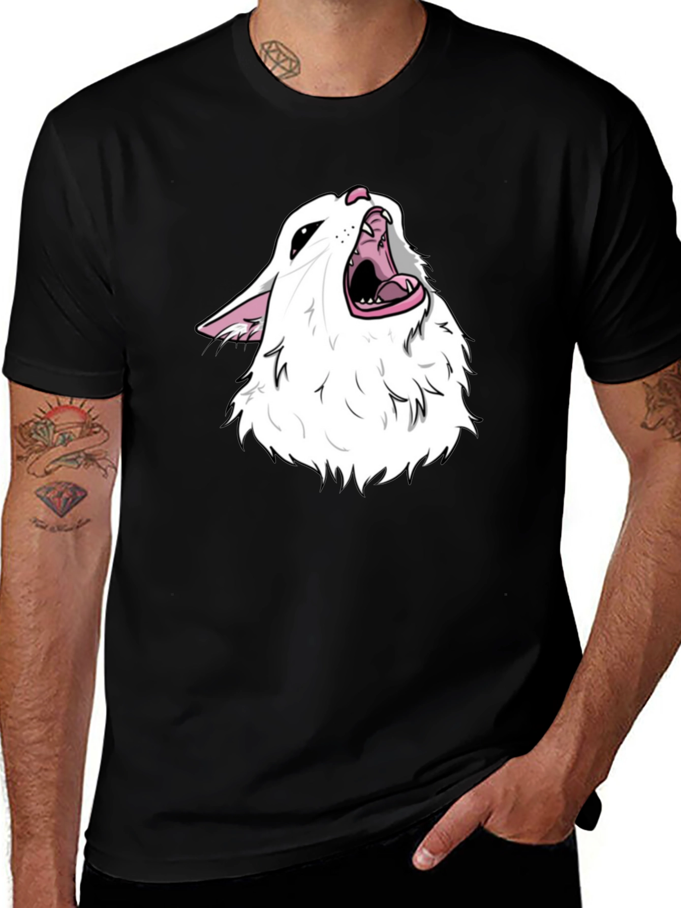 Variant 13 of Screaming Cat Meme Black T-Shirt
