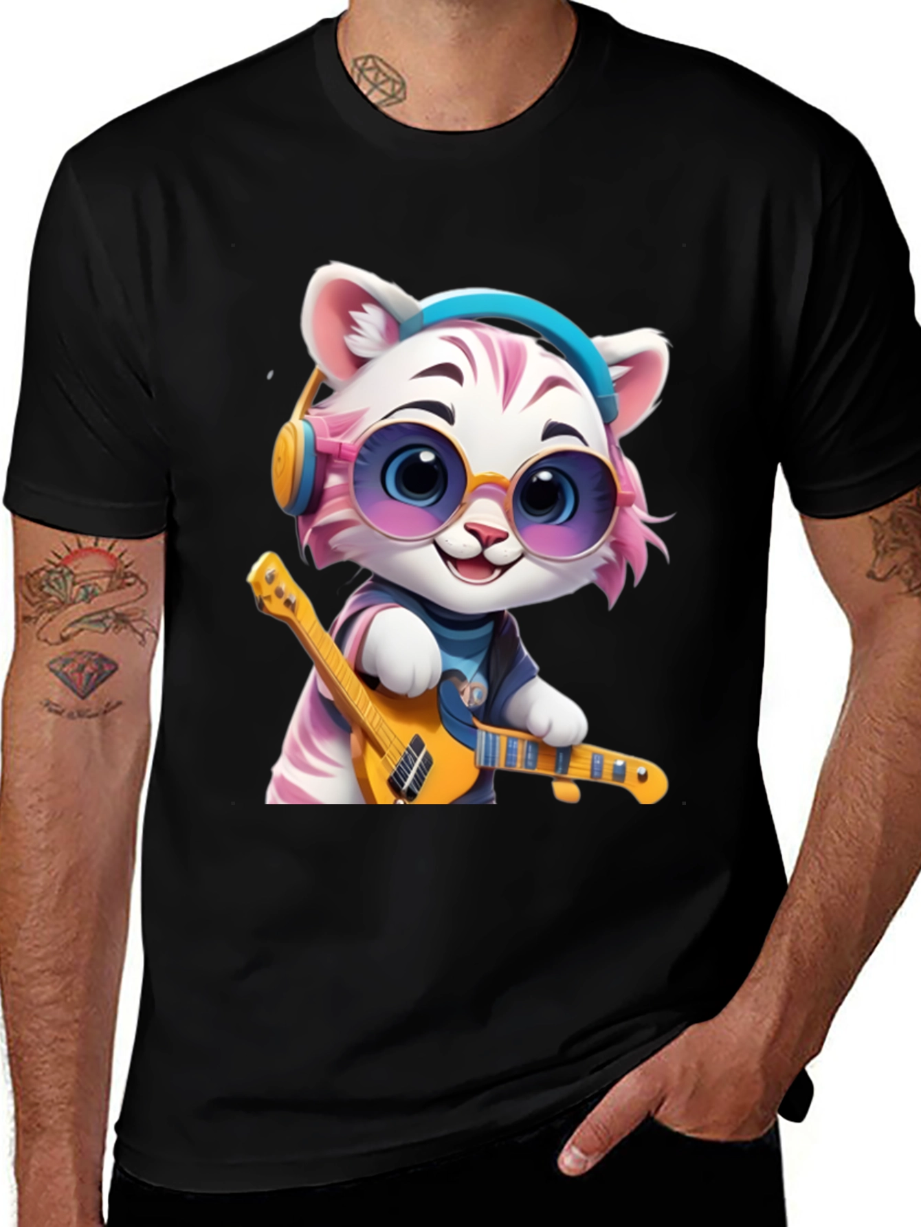 Variant 8 of Cool Cat Guitarist Graphic T-Shirt