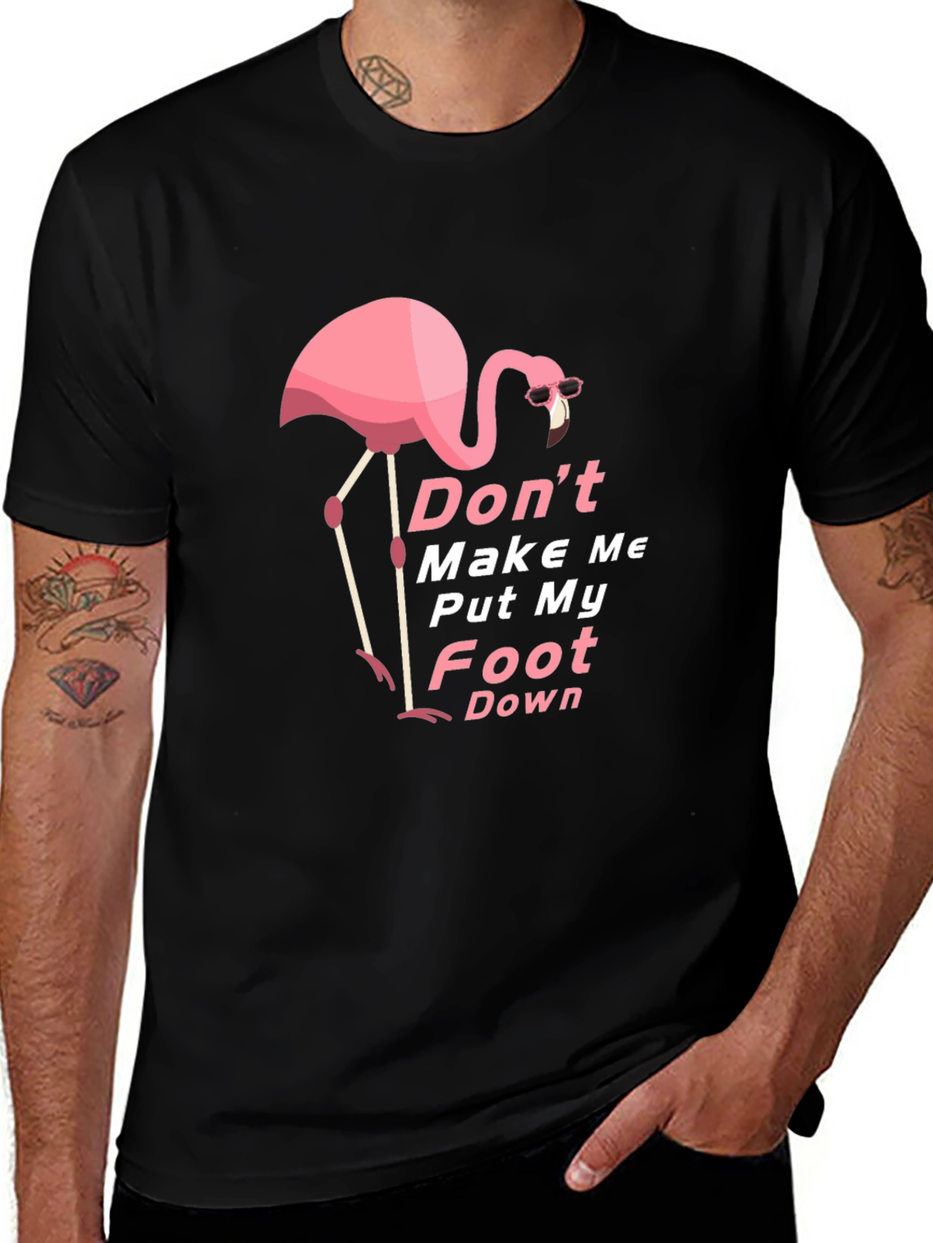 Variant 27 of Funny Flamingo Graphic Tee - Don't Make Me Put My Foot Down