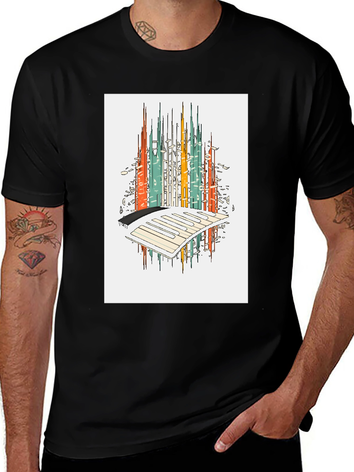 Variant 12 of Abstract City Keyboard T-Shirt