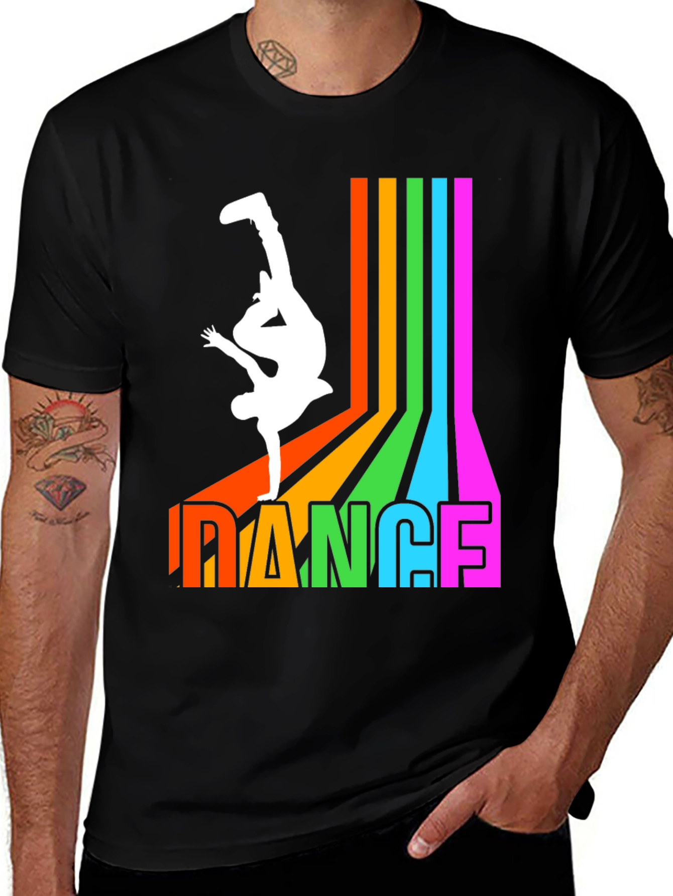 Black Retro Dance T-Shirt - Breakdance Graphic Tee main image