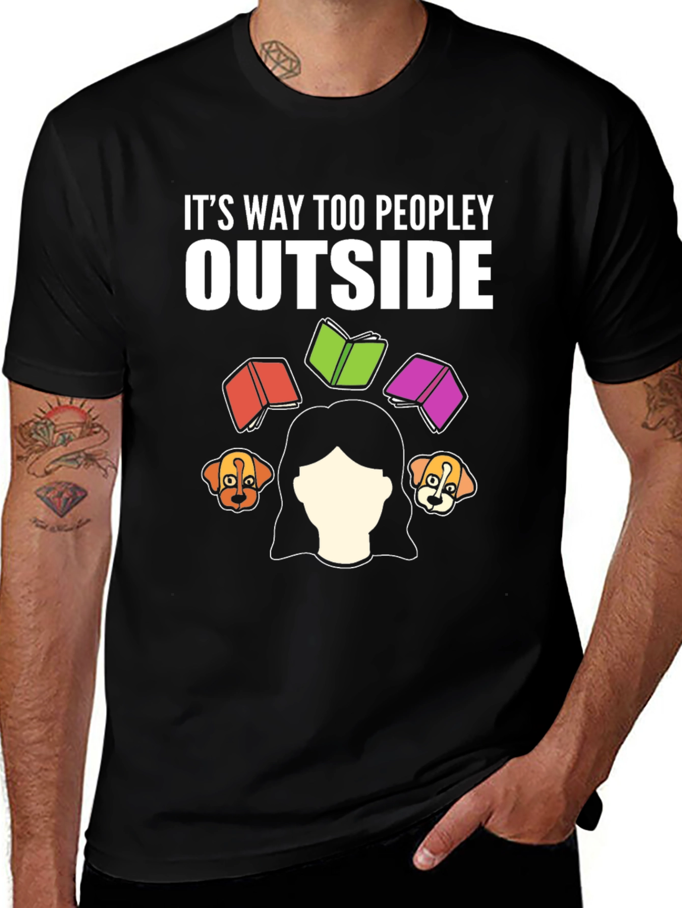 Variant 6 of Introvert T-Shirt: Too Peopley Outside