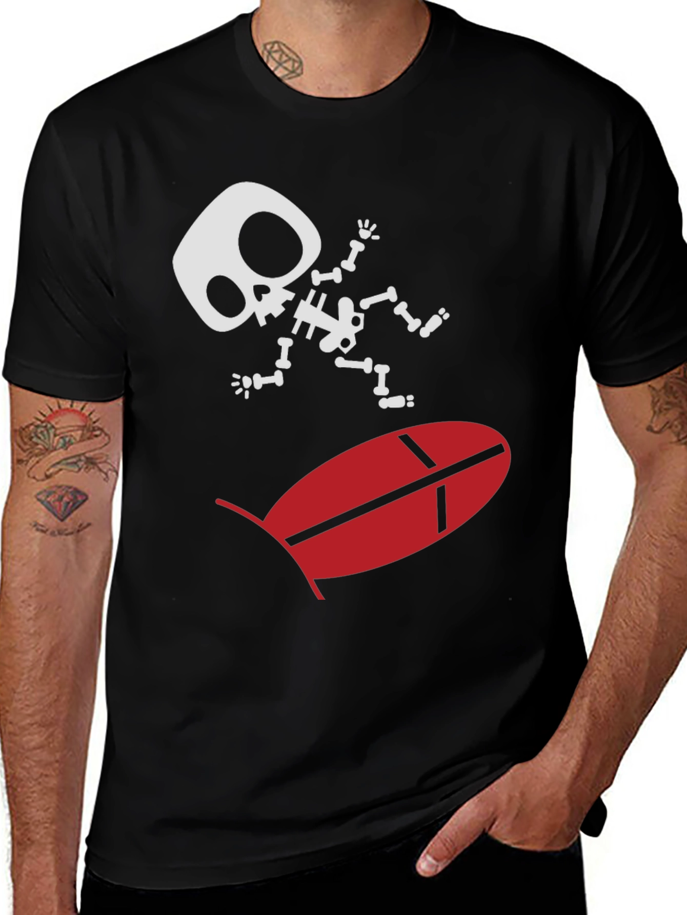 Variant 10 of Skeleton Surfing T-Shirt - Quirky Graphic Tee