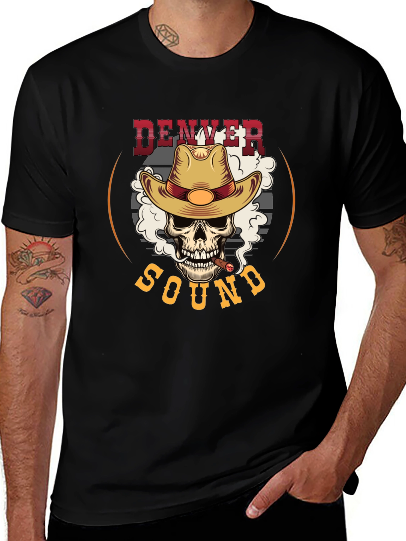 Variant 21 of Denver Sound Skull Graphic Tee - Western Style