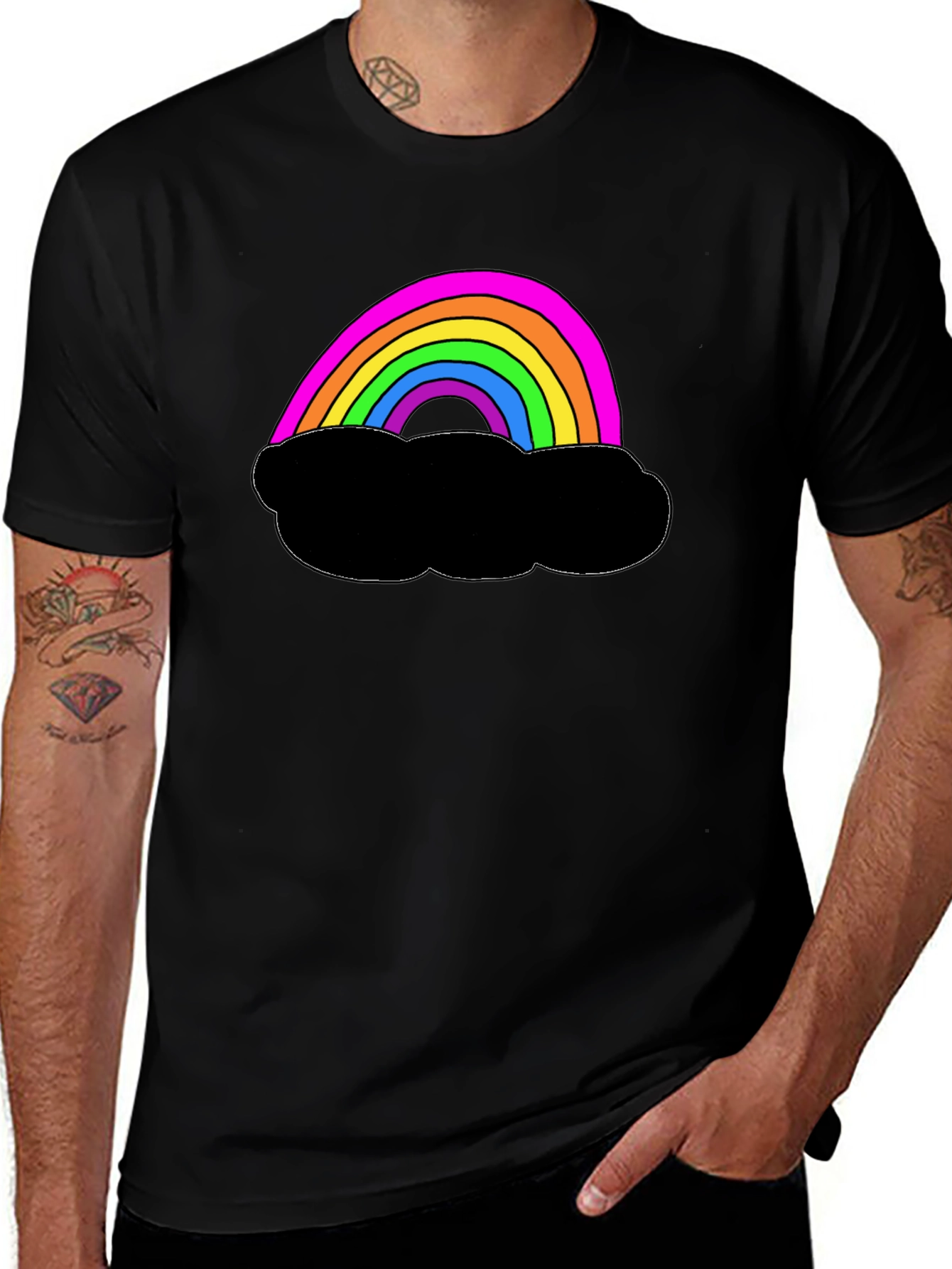 Variant 21 of Rainbow Cloud T-Shirt - Black Cotton Tee