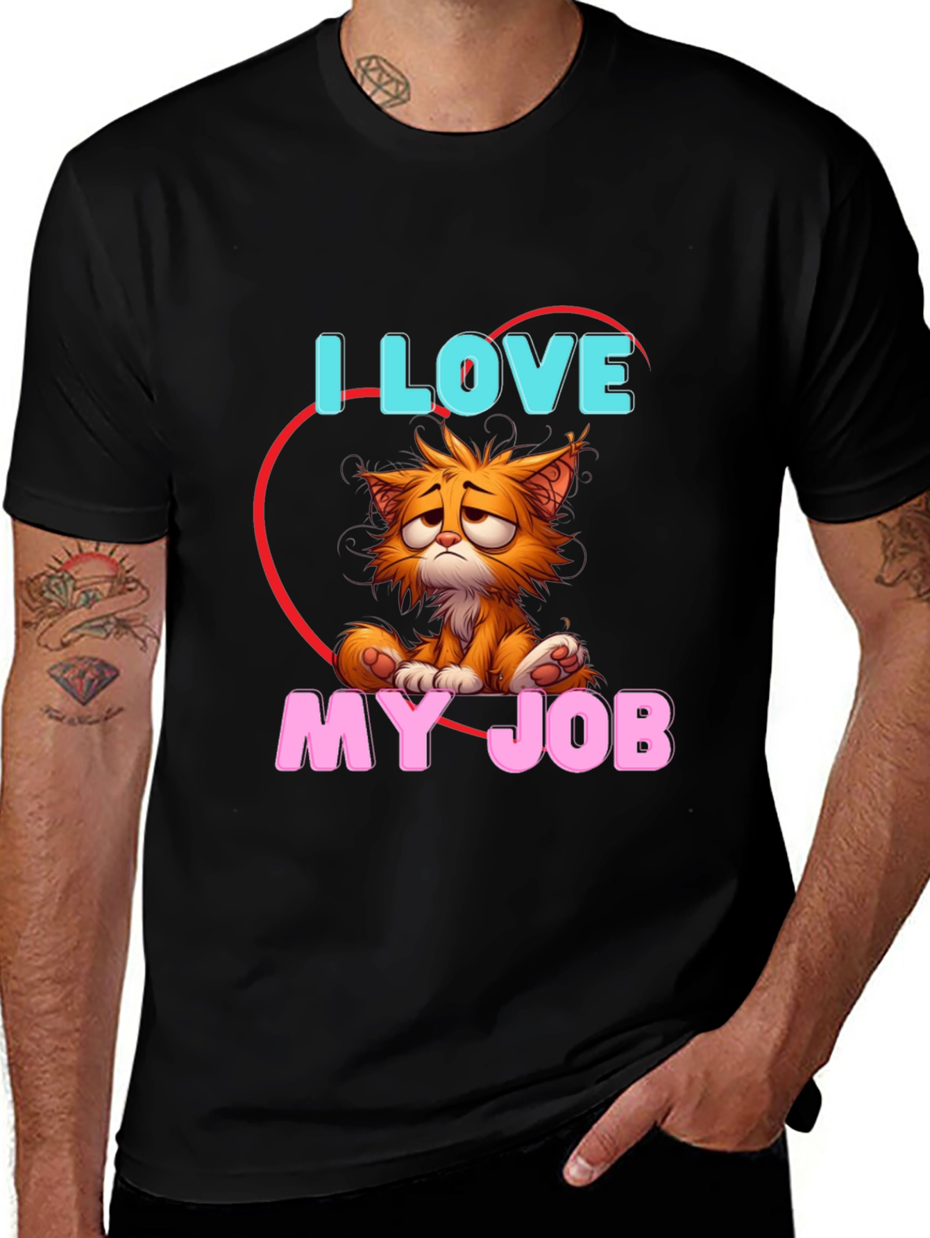 Variant 22 of I Love My Job Cat T-Shirt - Unique Graphic Tee