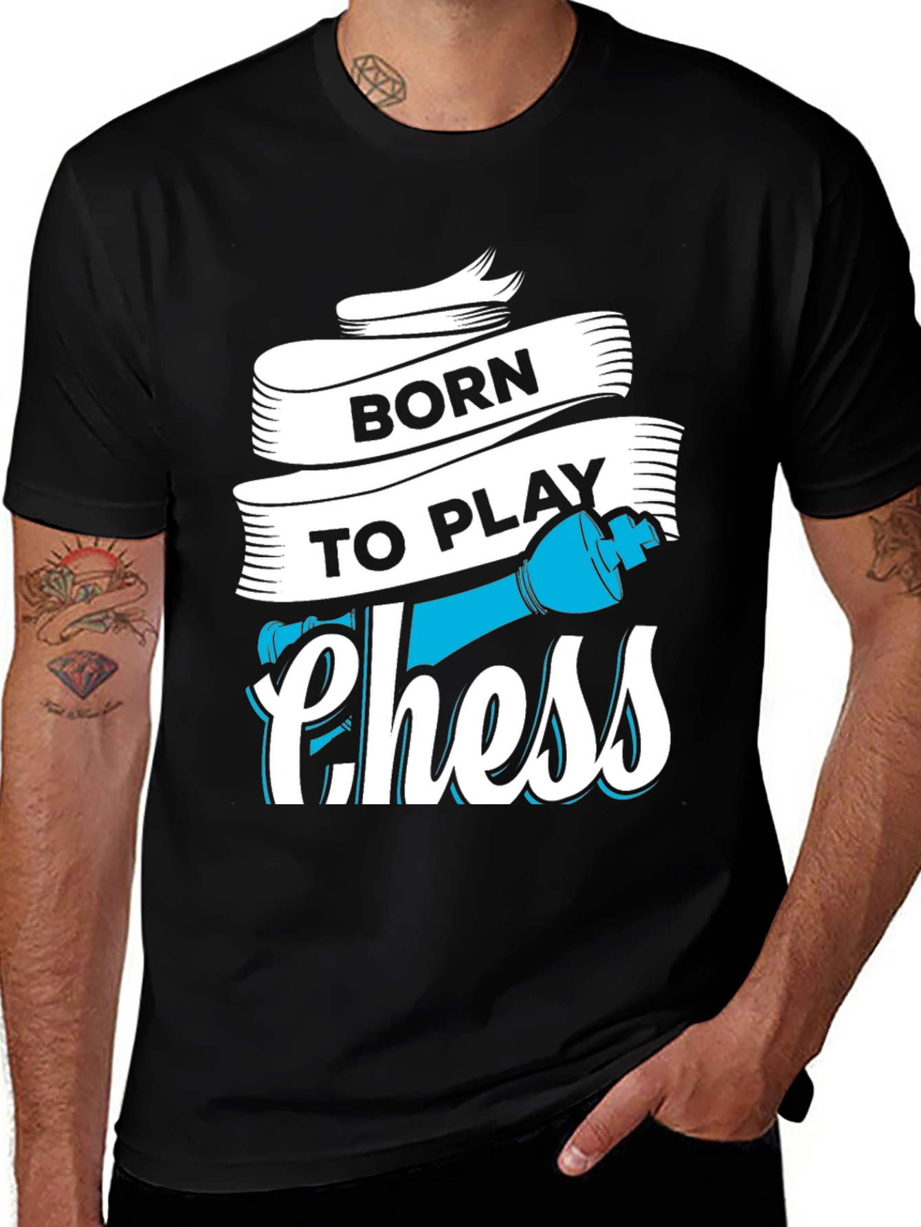 Black Born To Play Chess T-Shirt - Graphic Tee for Chess Lovers main image