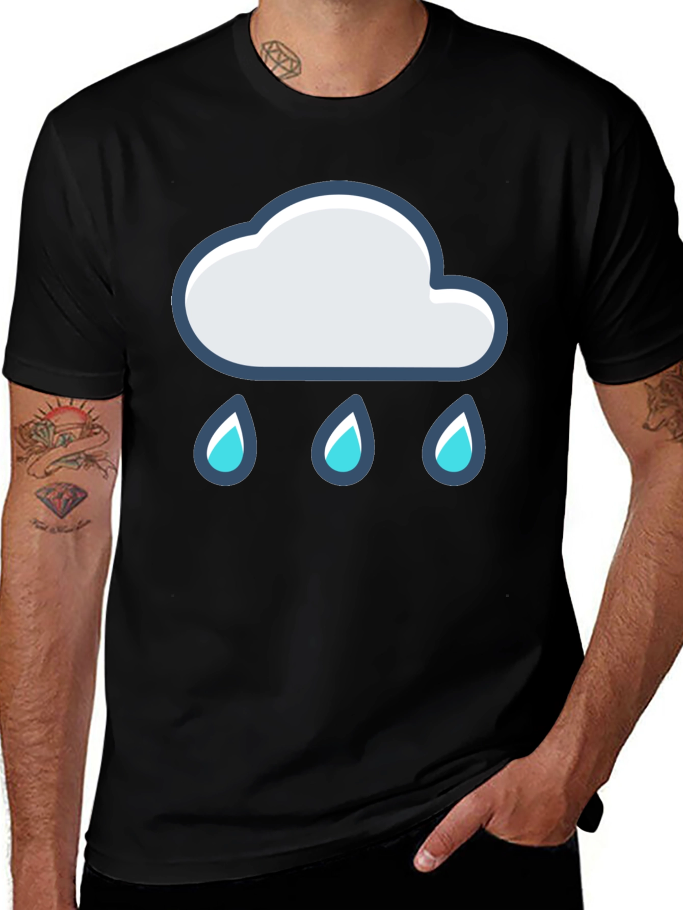 Variant 18 of Cloud Rain T-Shirt - Black Cotton Tee