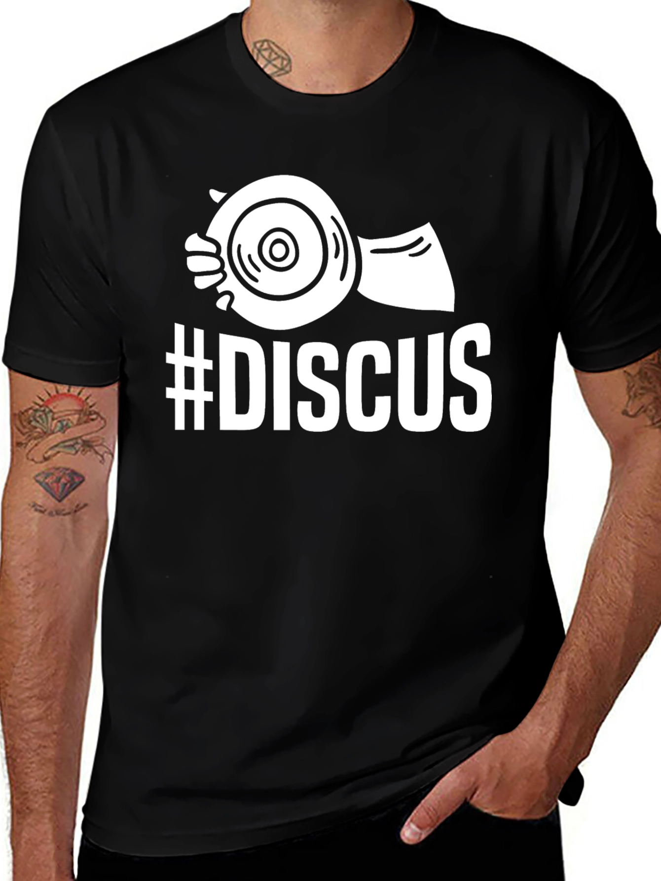 Variant 22 of Discus Thrower T-Shirt - Black Cotton Tee