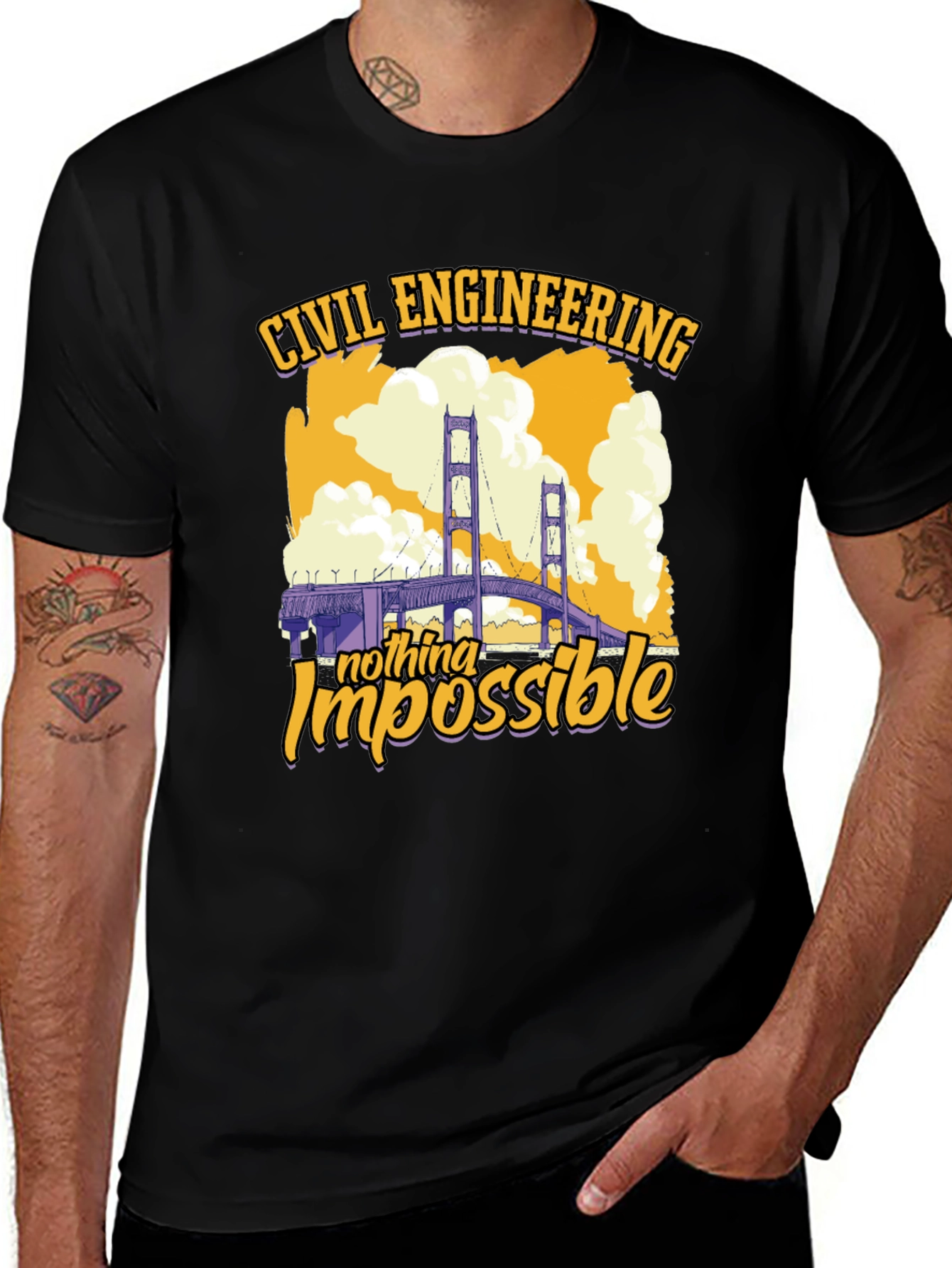 Civil Engineering T-Shirt - Nothing Impossible Bridge Design