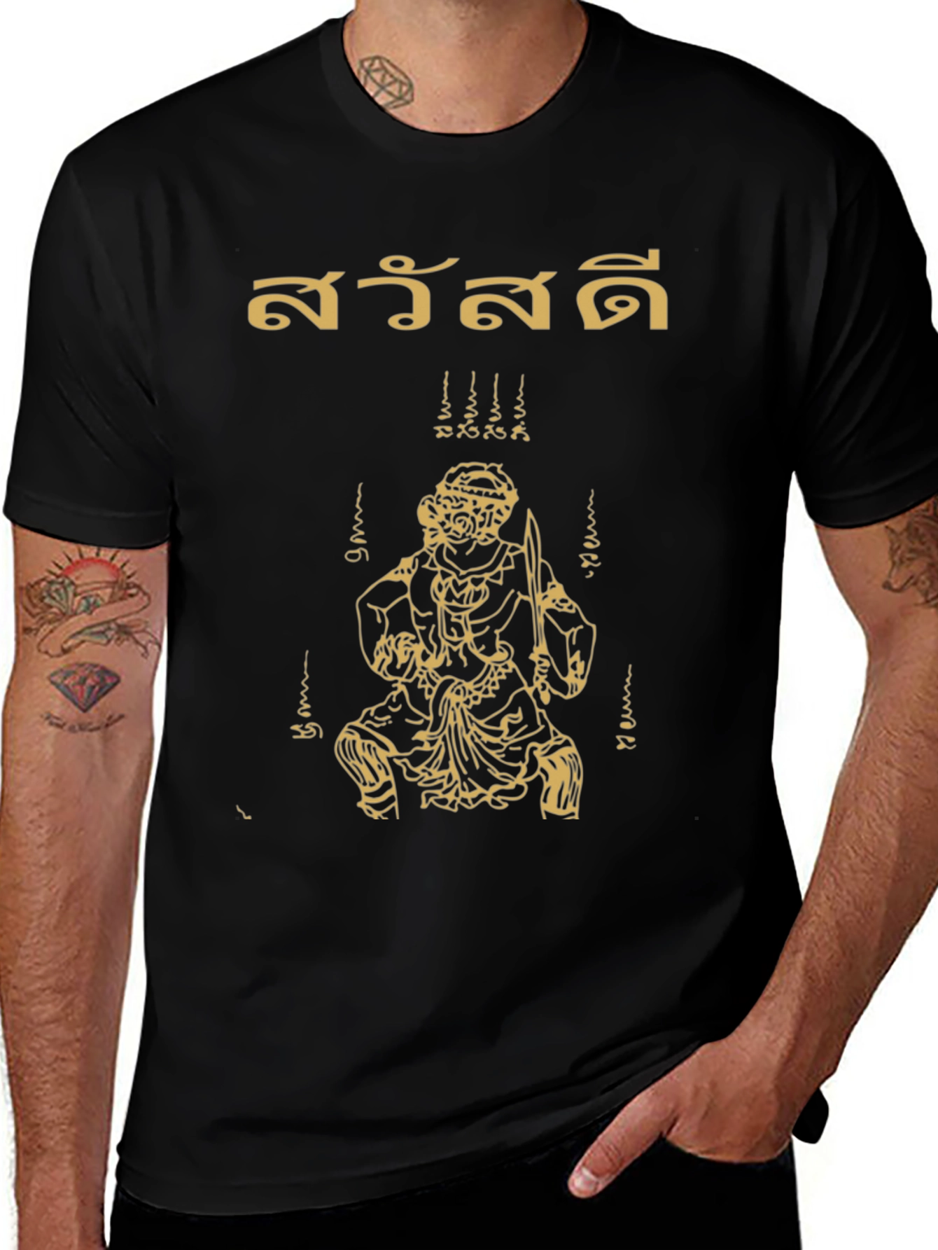 Variant 14 of Thai Hanuman Black T-Shirt