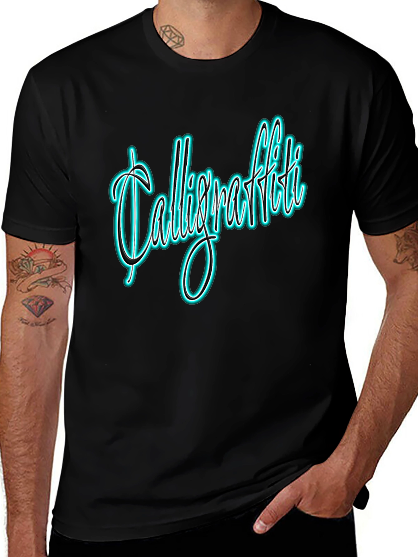 Variant 7 of Calligraffiti Black T-Shirt - Urban Style