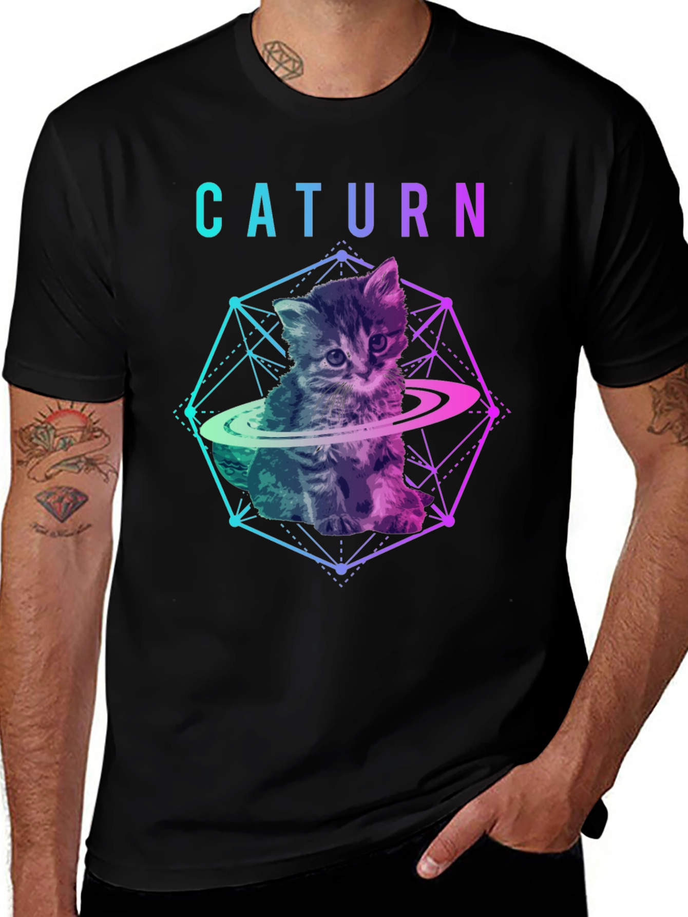 Variant 8 of Caturrn Cat T-Shirt - Cute Kitten Saturn Design