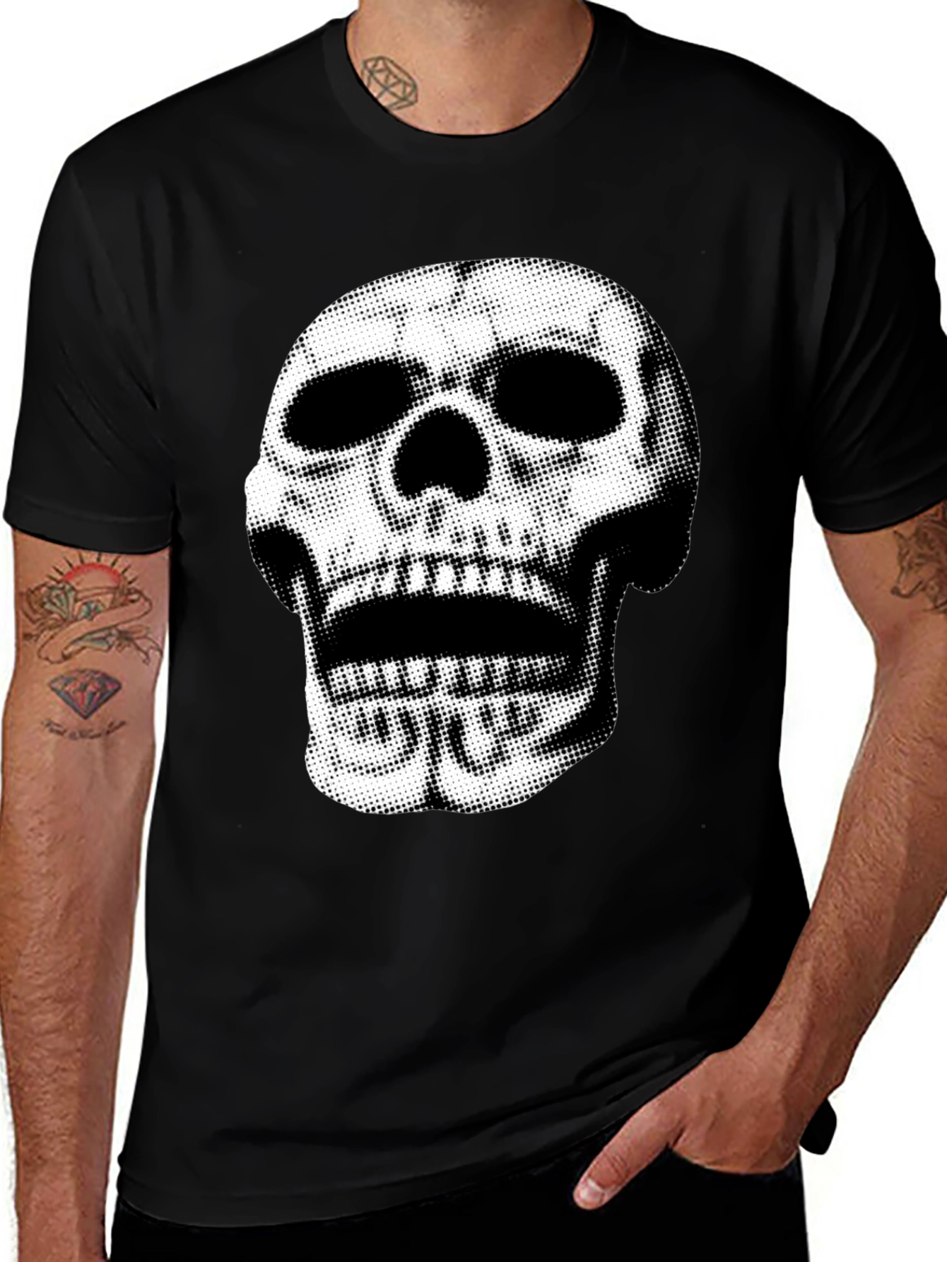 Variant 12 of Skull Graphic Tee - Mens Black Cotton T-Shirt