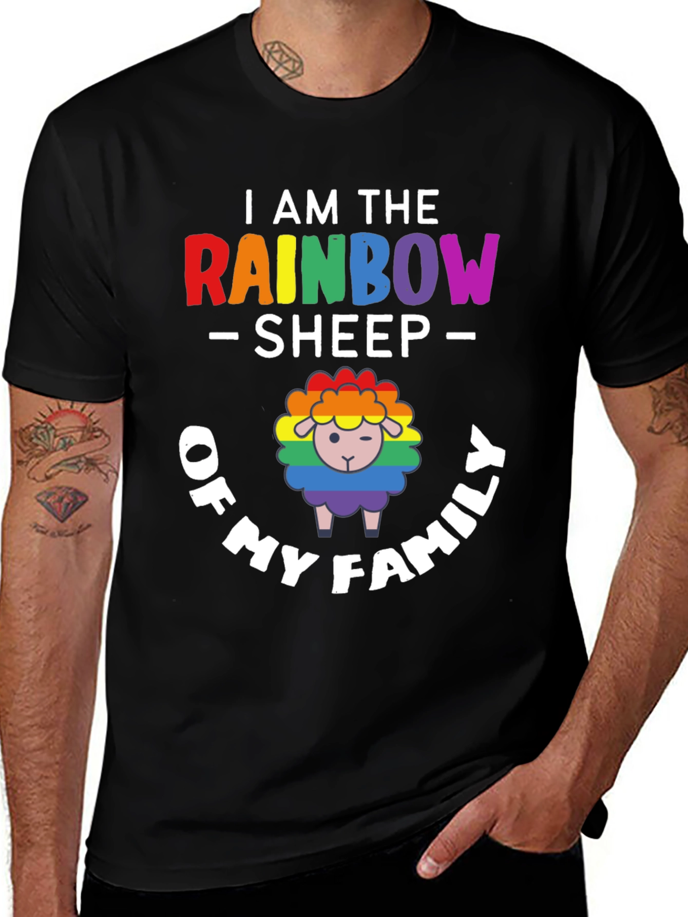 Variant 5 of Rainbow Sheep of My Family T-Shirt LGBTQ Pride