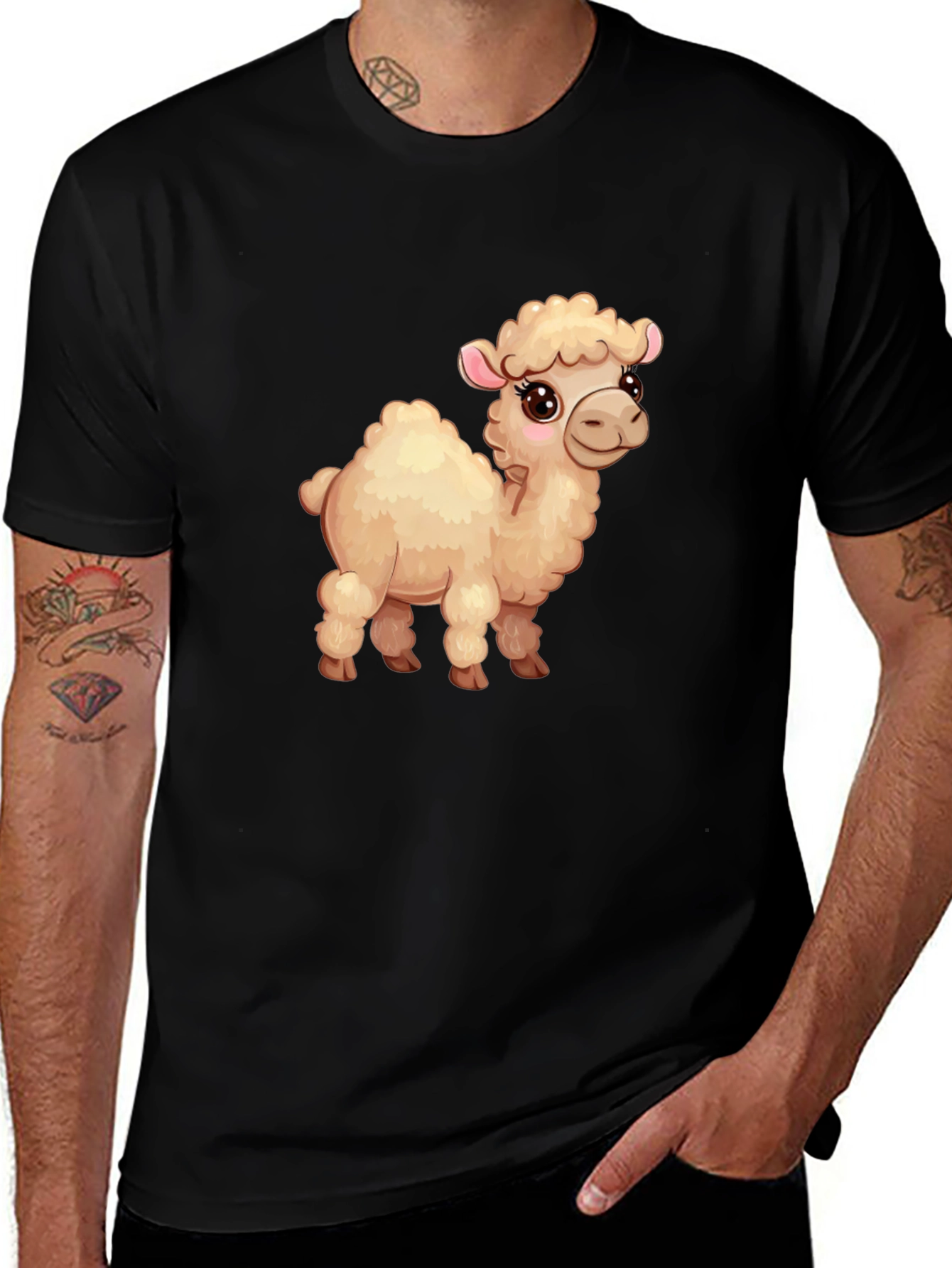 Variant 24 of Cute Camel Cartoon Black T-Shirt