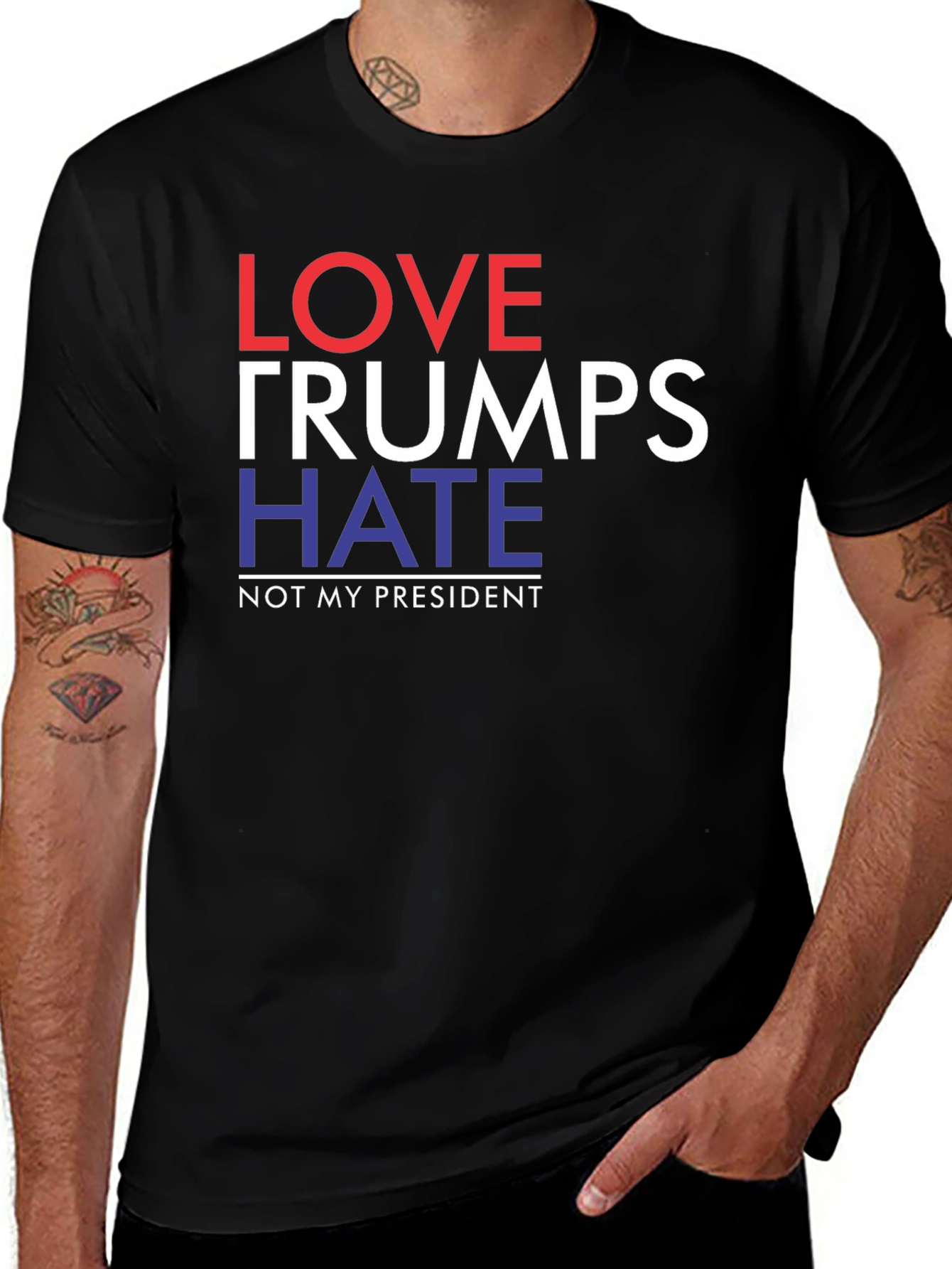 Variant 30 of Love Trumps Hate Political Slogan T-Shirt