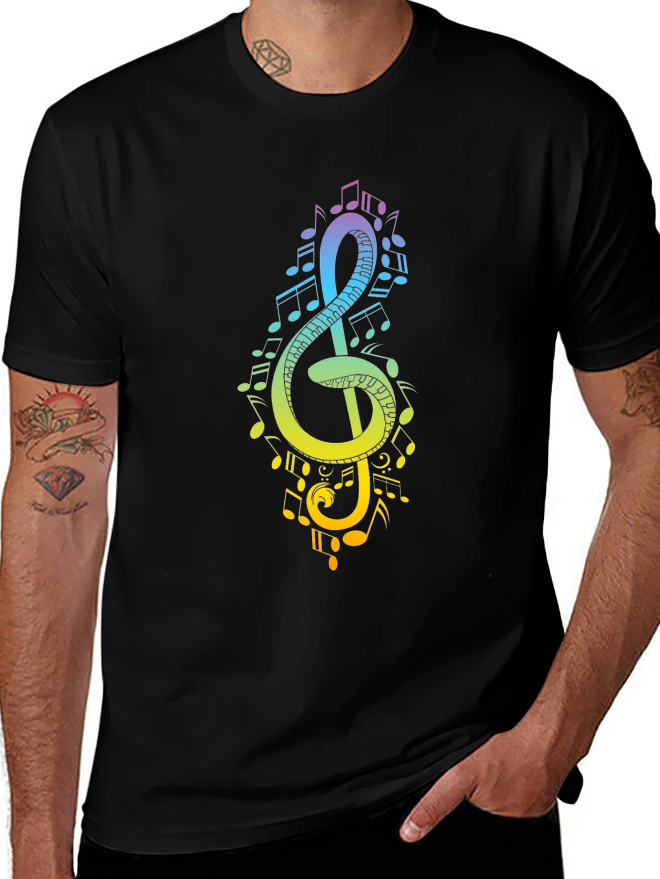 Variant 5 of Rainbow Music Note Graphic T-Shirt