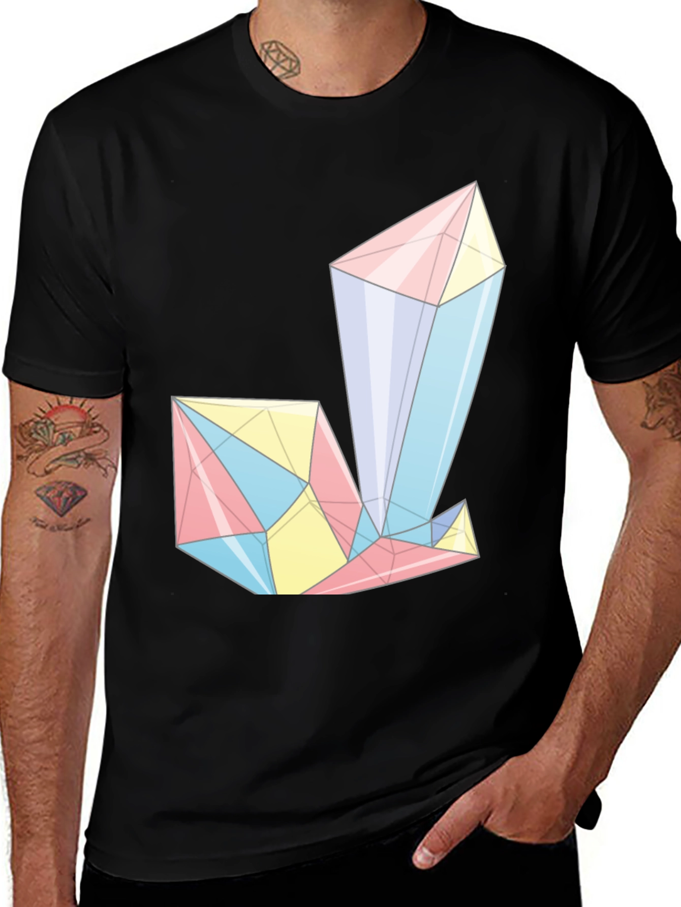 Variant 26 of Geometric Crystal Graphic Tee - Modern Black T-Shirt