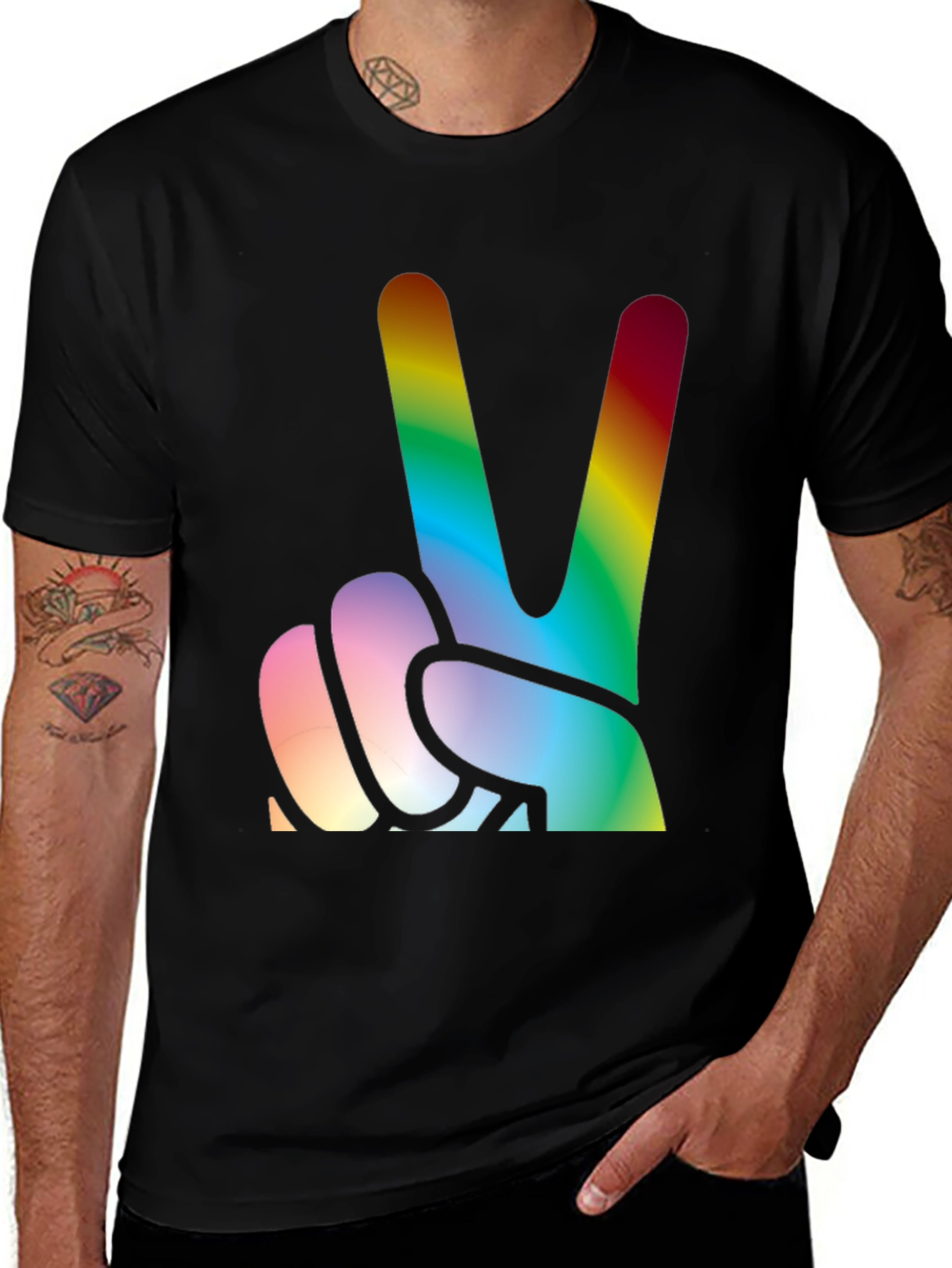 Variant 24 of Rainbow Peace Sign Graphic Tee