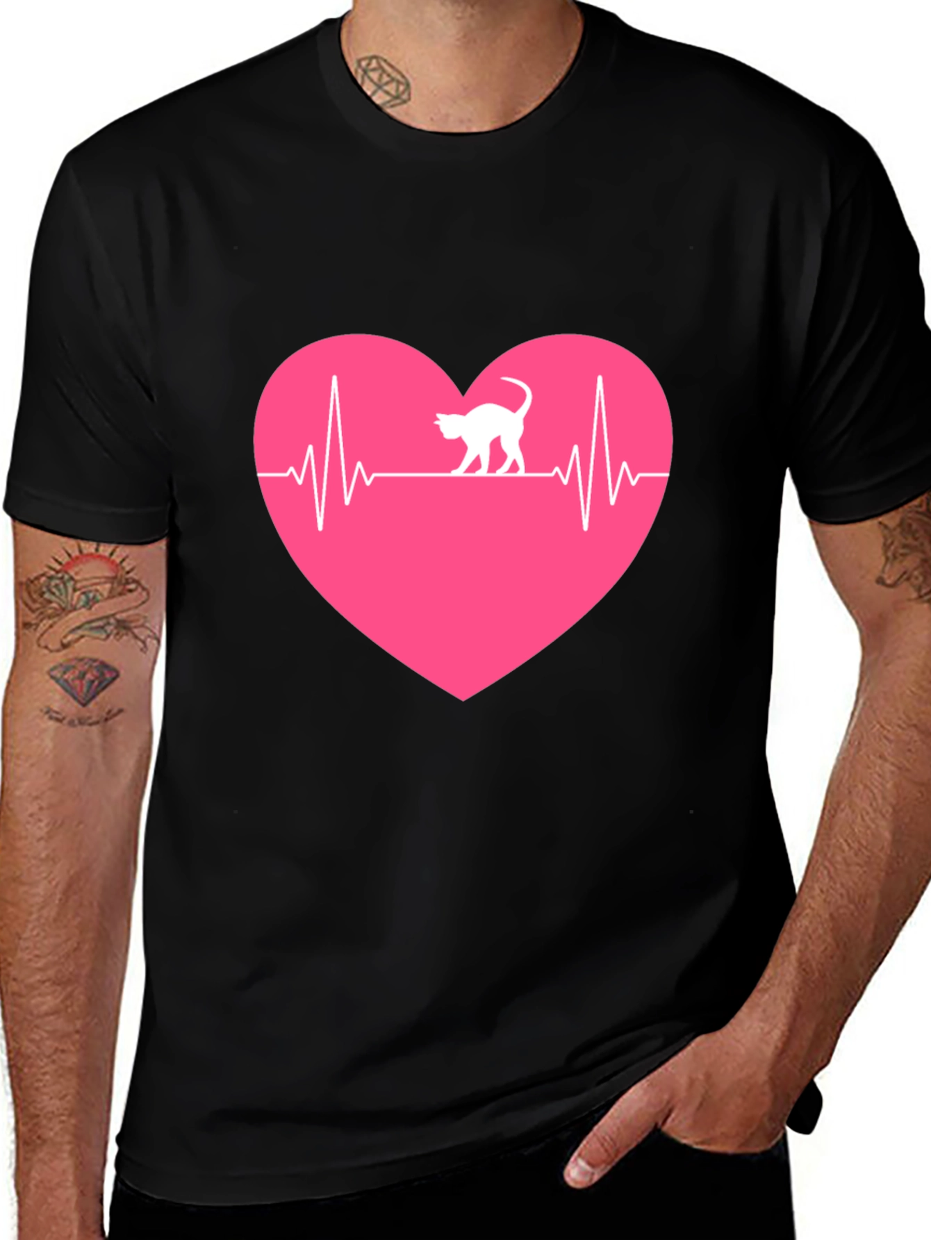 Variant 11 of Heartbeat Cat T-Shirt - Love Your Feline Friend