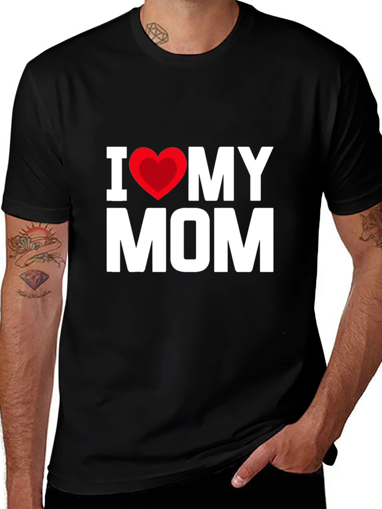 Variant 15 of I Love My Mom Black T-Shirt - Heart Graphic