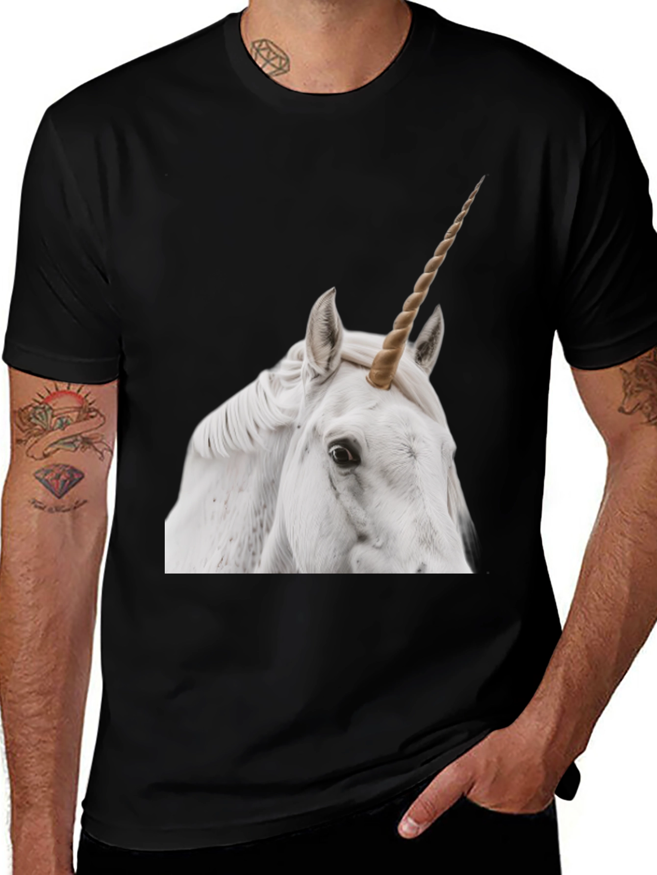 Variant 25 of Unicorn Graphic Tee - Black Cotton T-Shirt