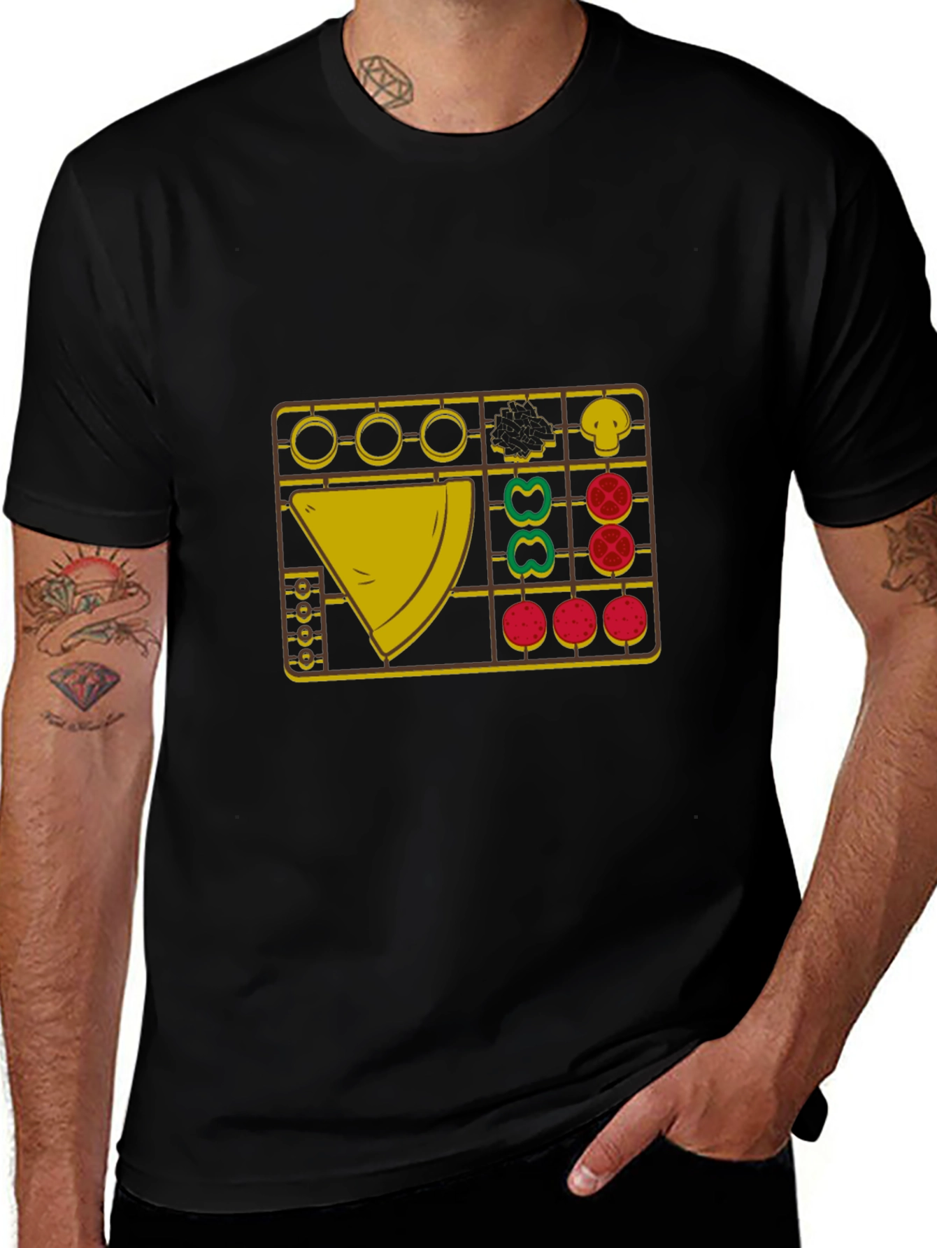 Variant 8 of Pizza Model Kit Funny Graphic T-Shirt - Build Your Own Slice