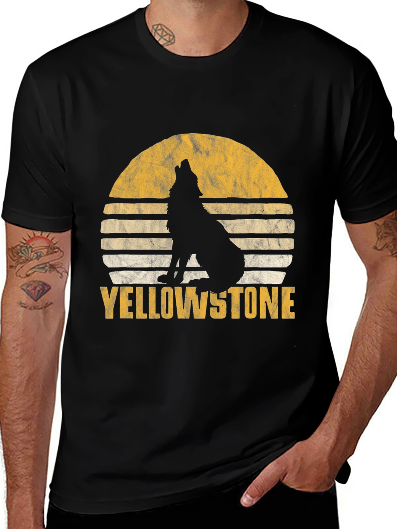 Variant 7 of Yellowstone Wolf Sunset Graphic Tee