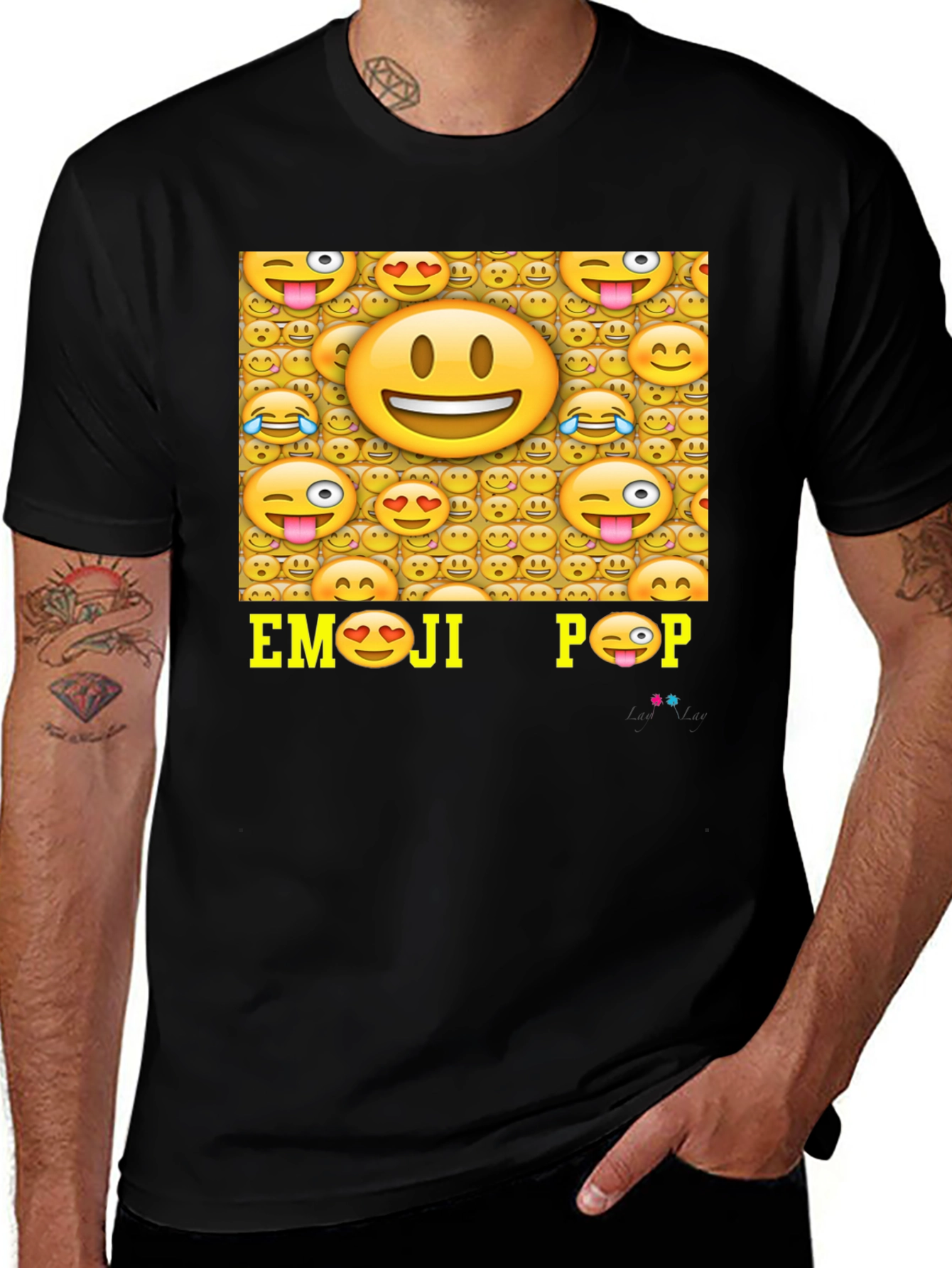 Variant 7 of Emoji Pop Black Graphic Tee