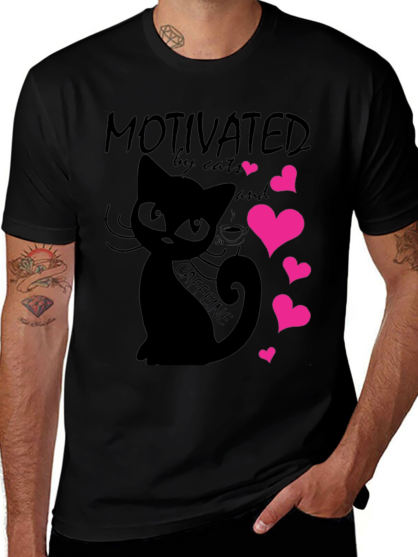 Variant 23 of Motivated by Cats and Caffeine Graphic Tee