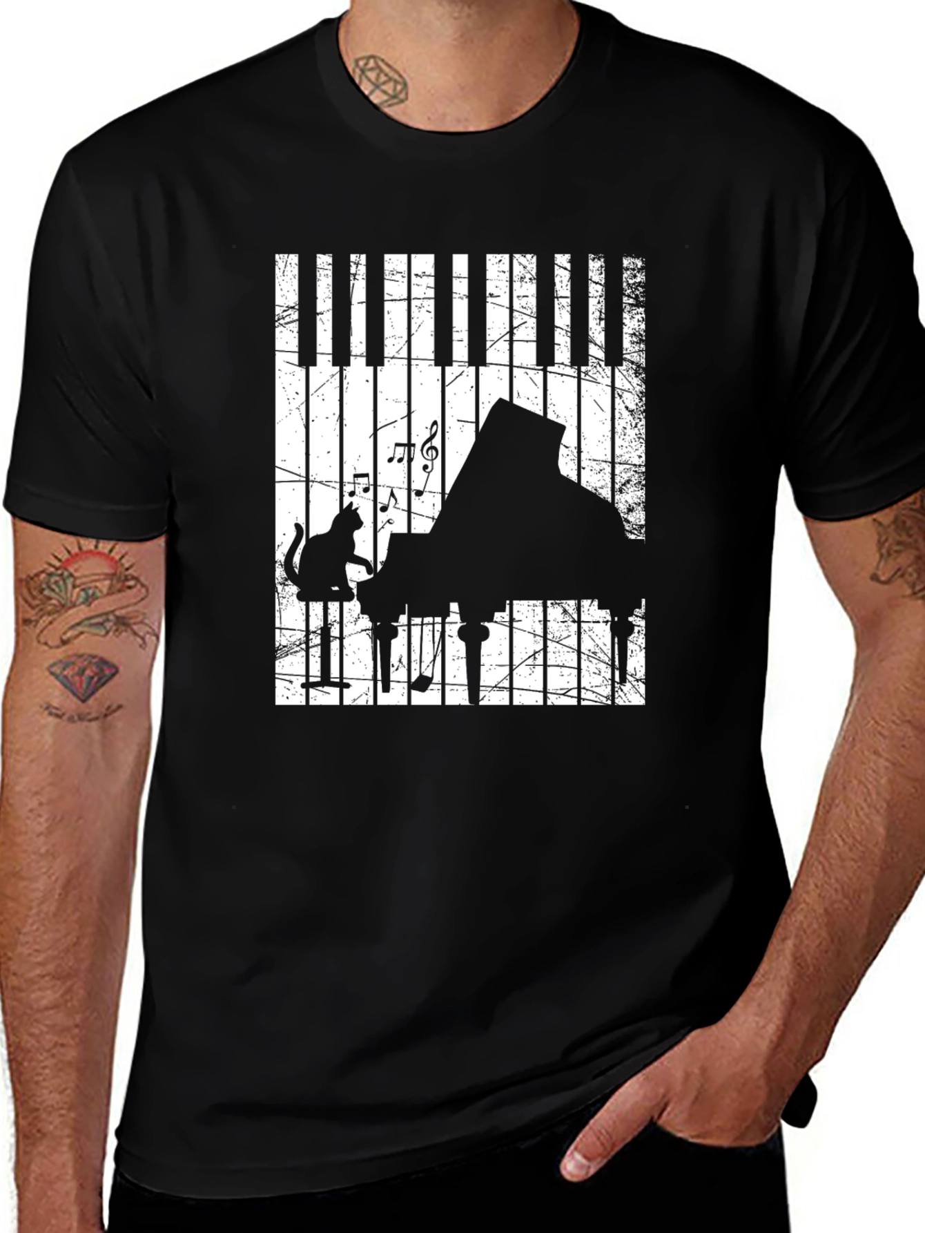 Variant 26 of Piano Cat Music T-Shirt - Cool Musician Tee