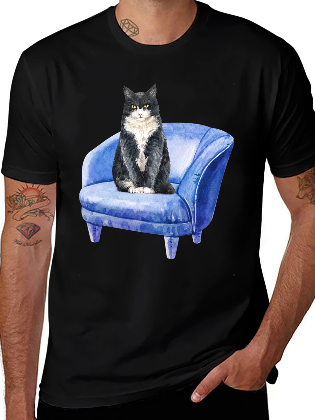 Variant 12 of Cat on Blue Chair Graphic T-Shirt
