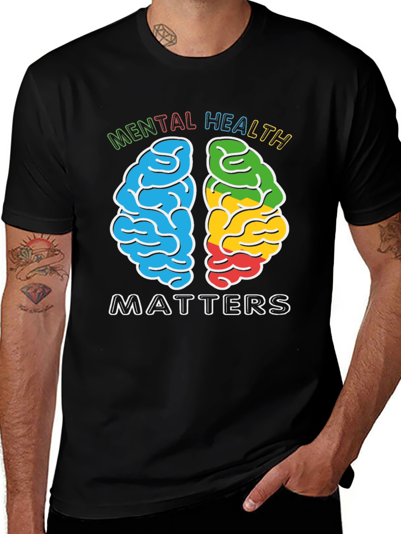 Variant 28 of Mental Health Matters T-Shirt - Brain Graphic