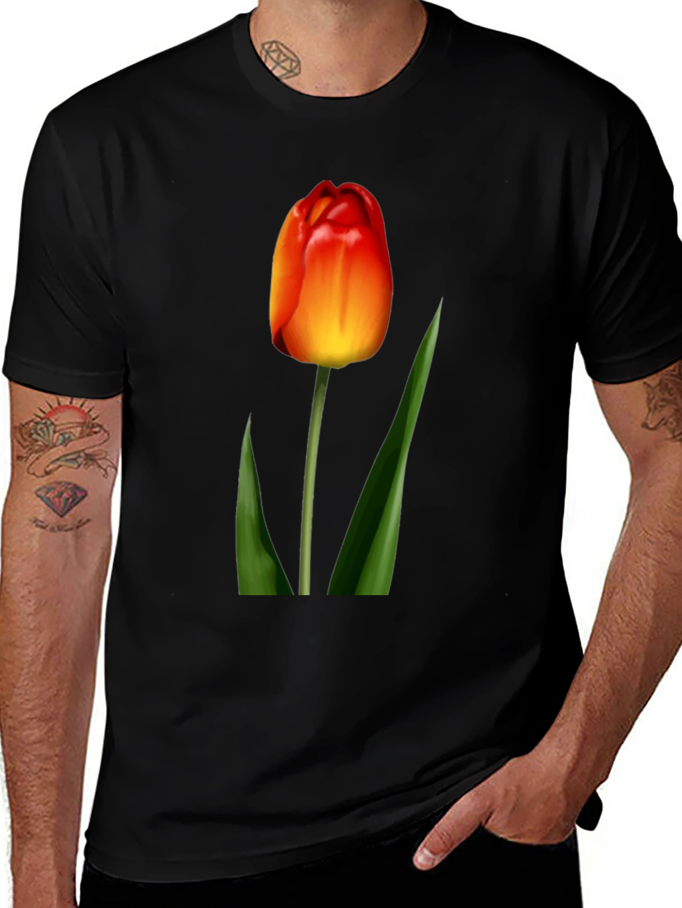 Variant 15 of Tulip Graphic Tee - Stylish Black T-Shirt