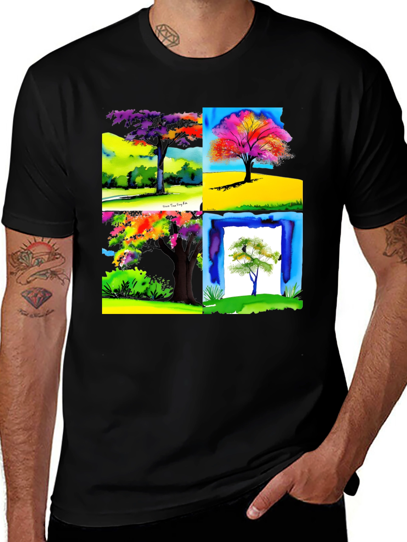 Variant 11 of Abstract Tree Art Black T-Shirt
