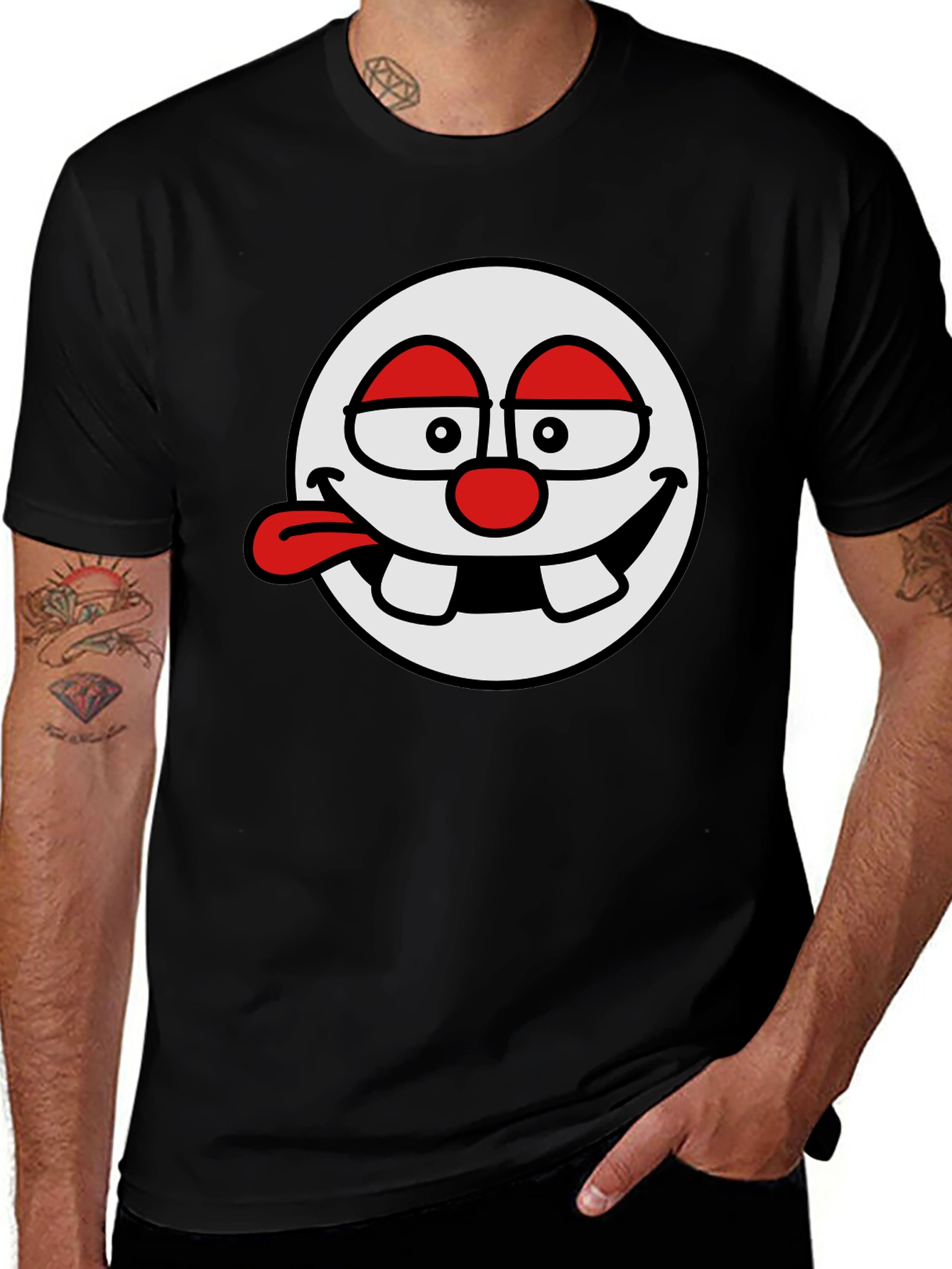Variant 18 of Funny Cartoon Face Black T-Shirt