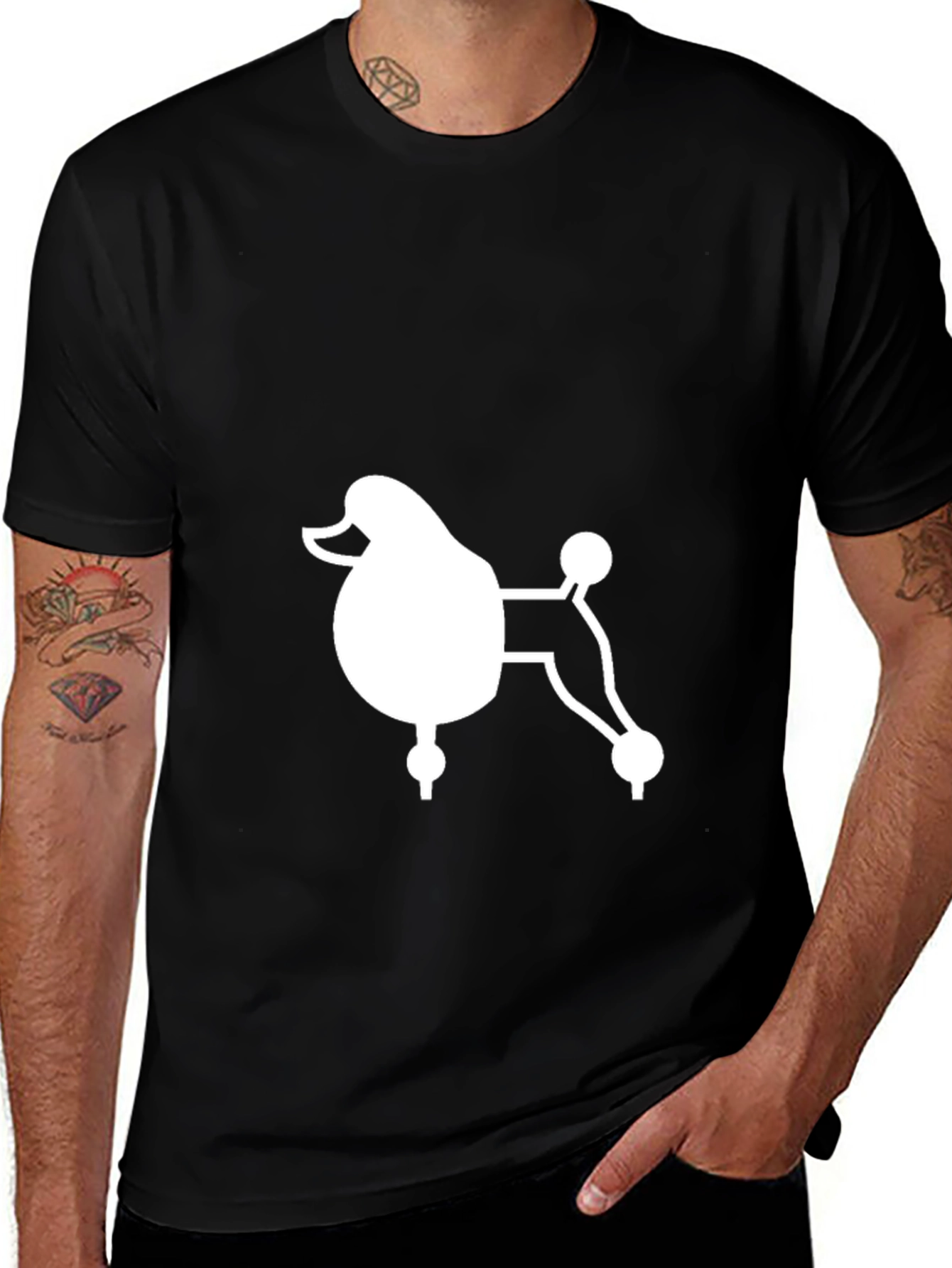 Variant 30 of Poodle Graphic T-Shirt - Black Cotton Casual Tee