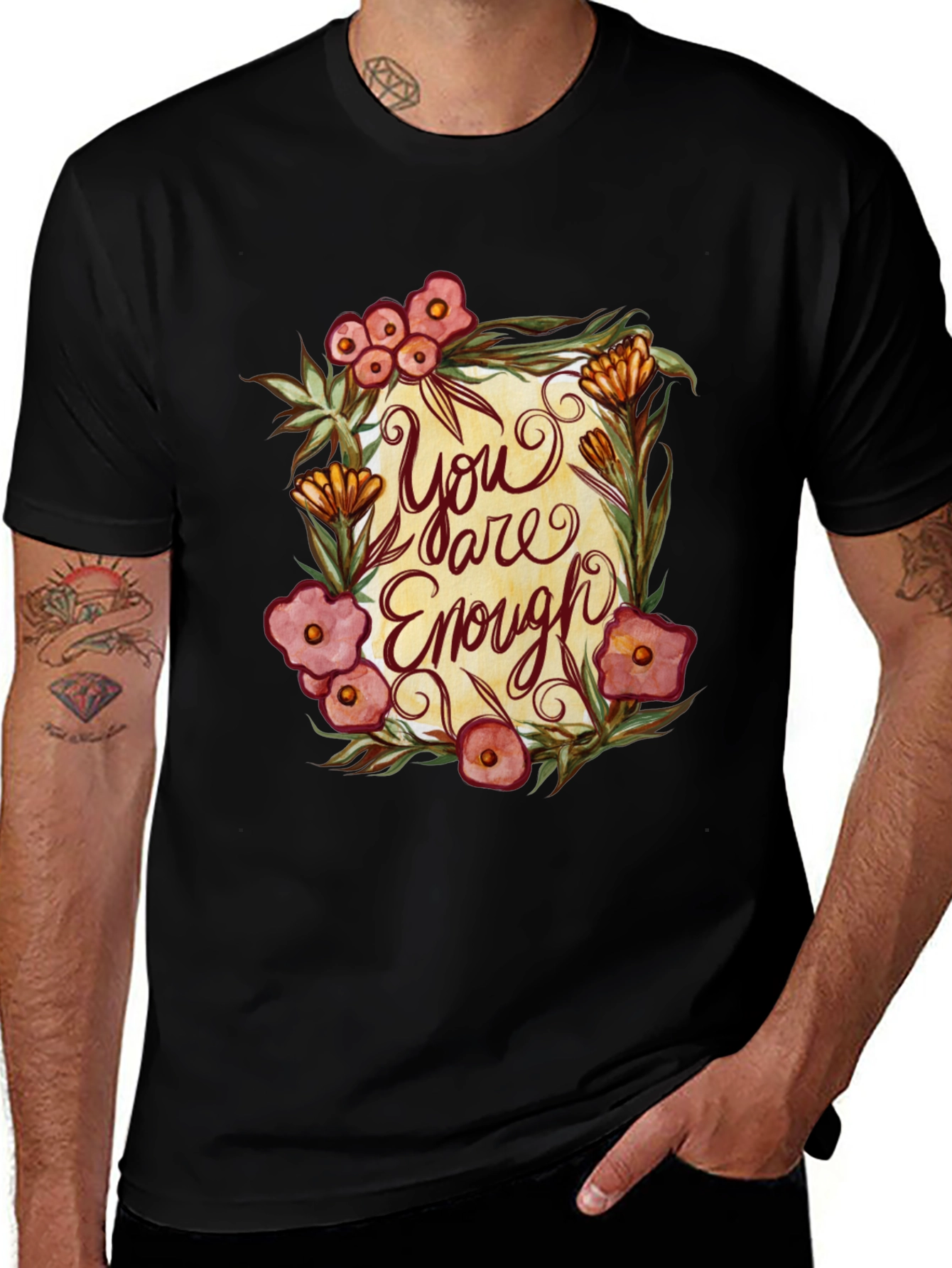 Variant 25 of You Are Enough Floral Graphic T-Shirt