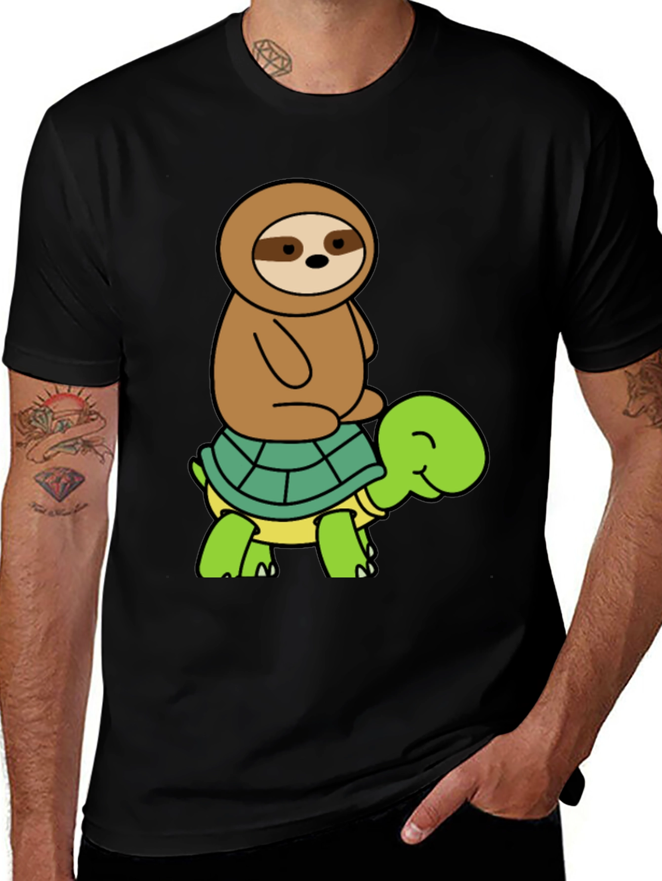Variant 23 of Sloth Riding Turtle Graphic Tee