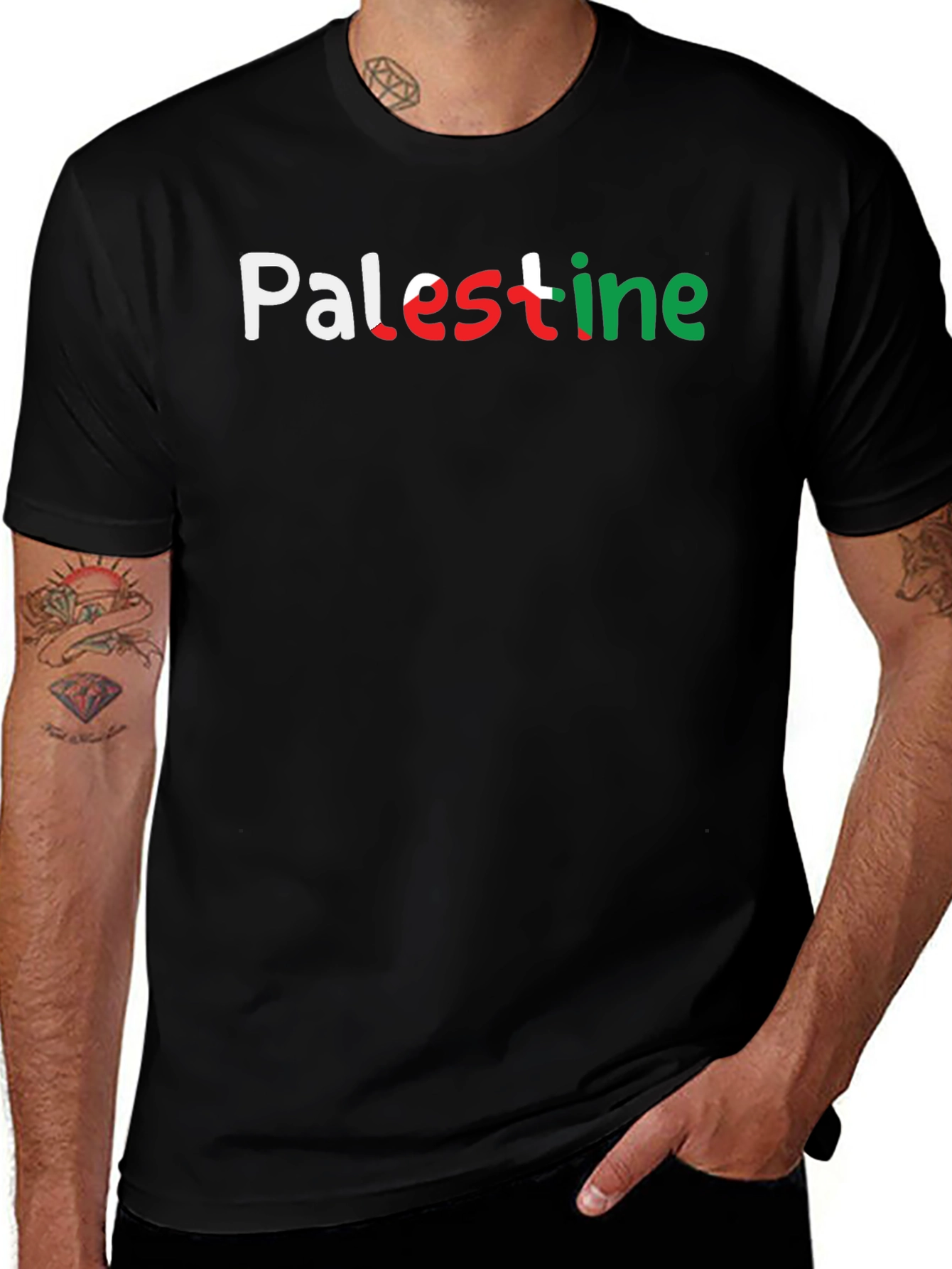 Palestine Pride T-Shirt - Black Graphic Tee