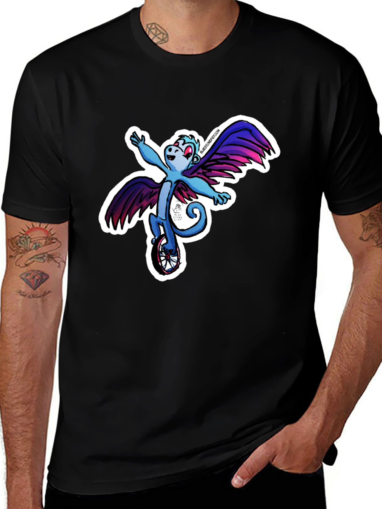 Variant 18 of Winged Monkey Unicycle Black T-Shirt