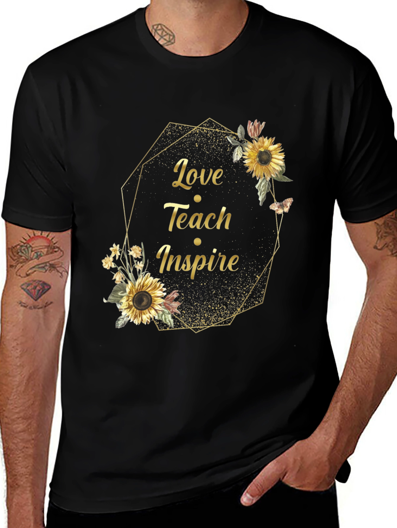 Variant 2 of Love Teach Inspire Sunflower Graphic Tee