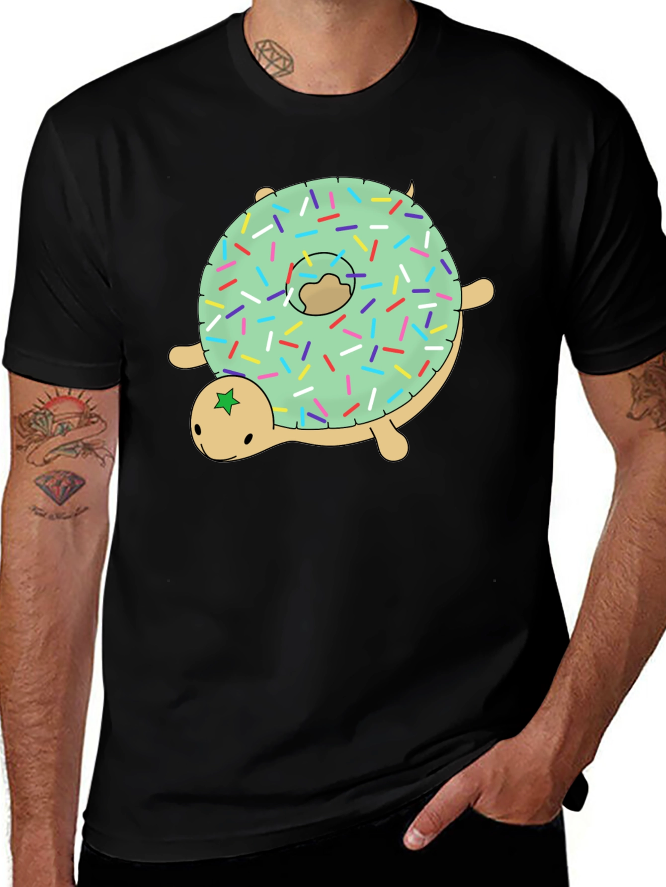 Variant 3 of Donut Turtle Graphic Tee - Fun Novelty Shirt