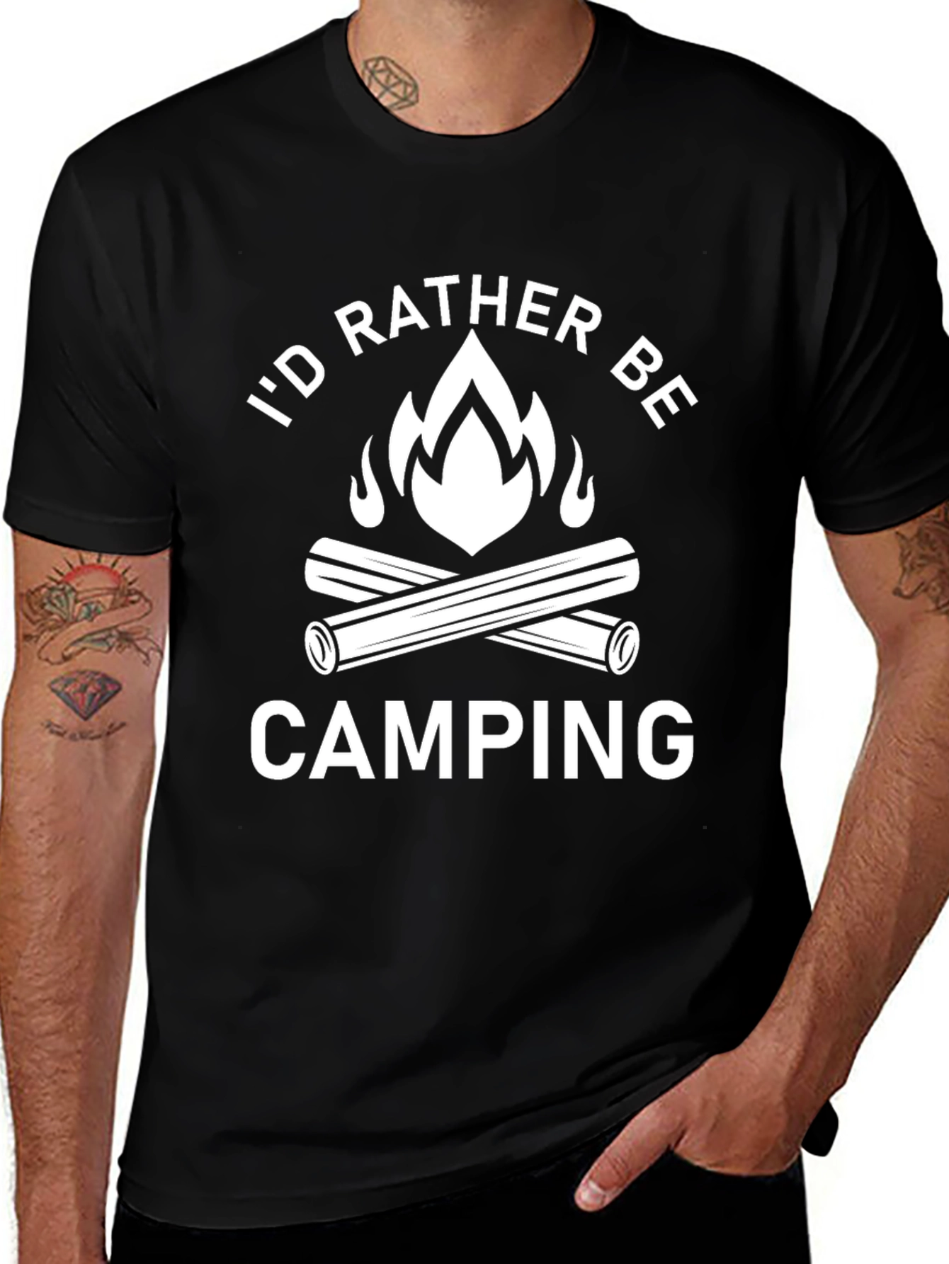 Variant 20 of Camping Graphic Tee - I'd Rather Be Camping Black T-Shirt