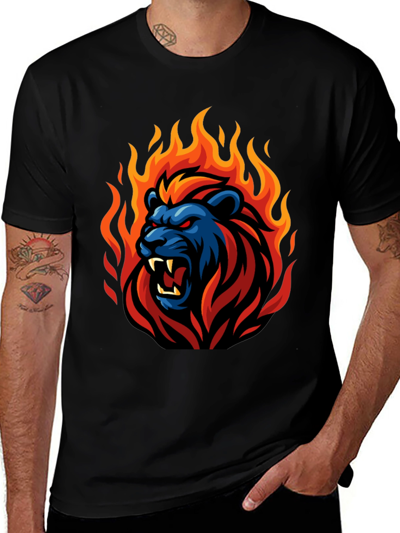 Variant 9 of Flaming Lion Graphic T-Shirt - Bold Style