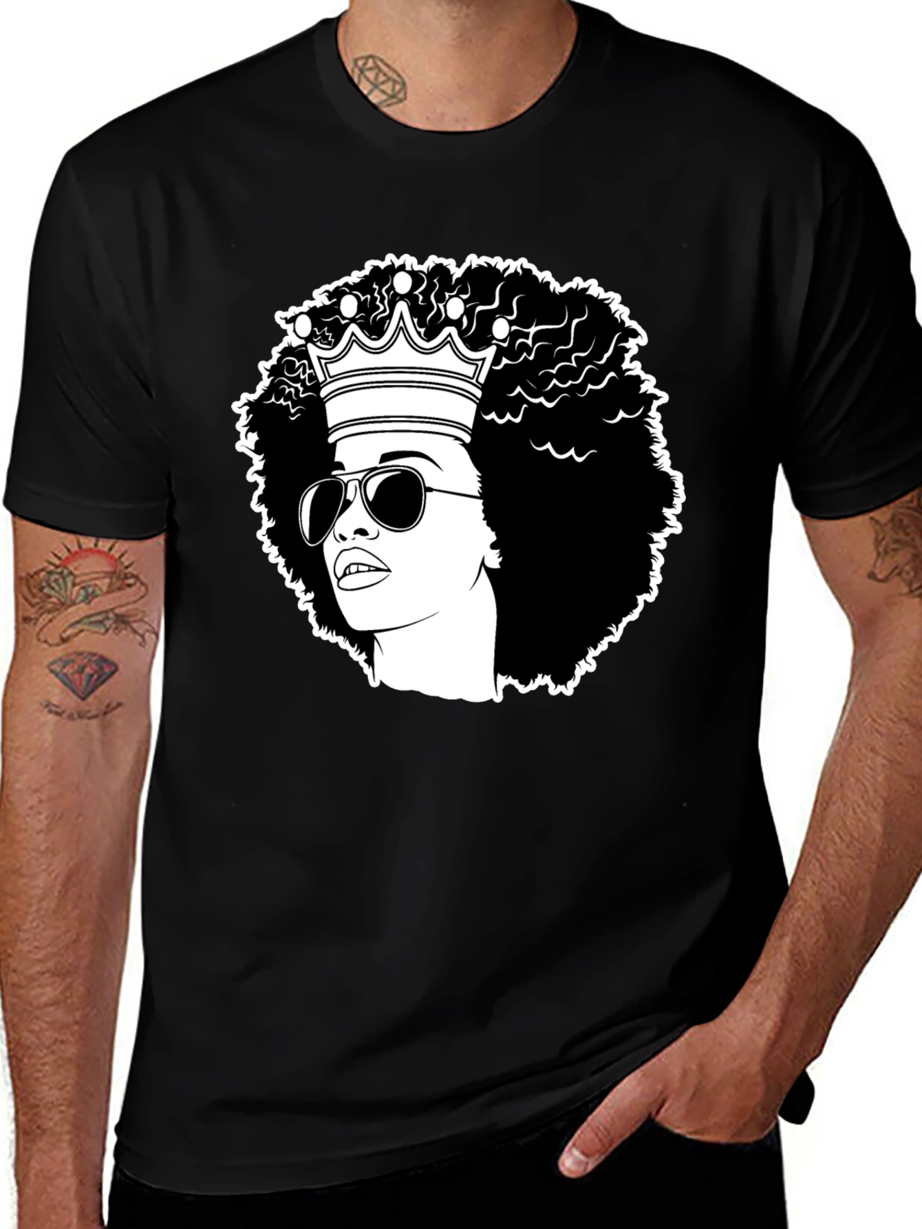 Variant 7 of Afro Queen Graphic Tee - Black