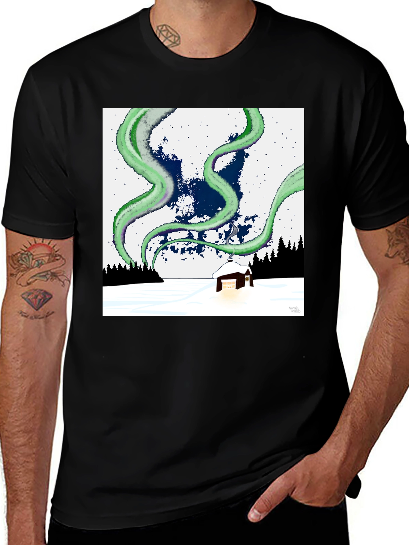 Aurora Borealis Cabin T-Shirt